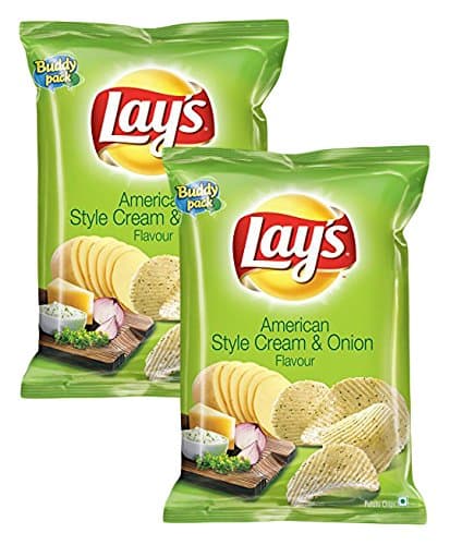 Lay's Spar Combo -Potato Chips - American Style Cream and Onion, 52Gram(Pack of 2) Promo Pack