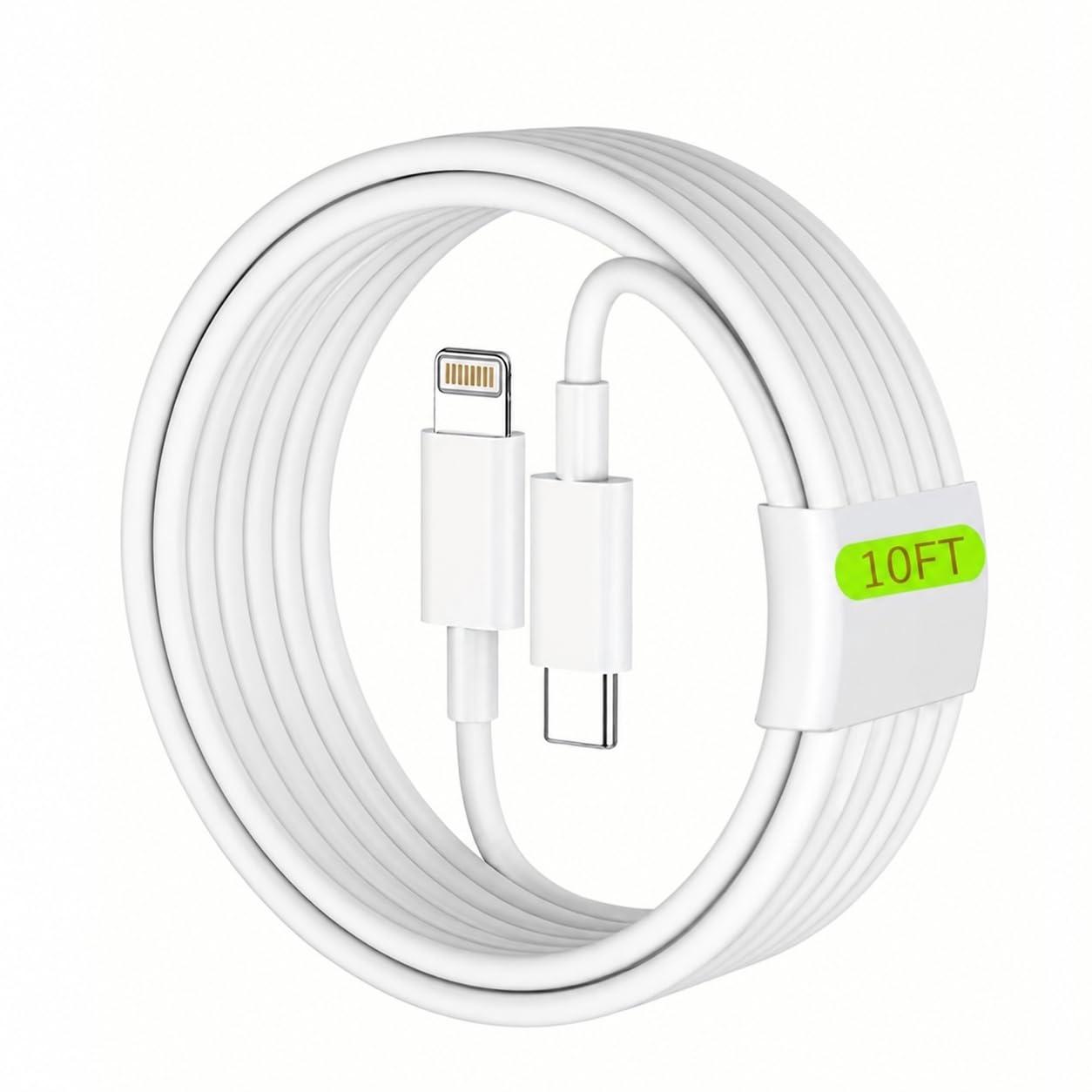 APFEN® 10 Feet Type C to Lightning Fast Charging Cable Compatible with iPhone 14/14 Pro/ 14 Pro Max/ 13/13 Pro/ 13 Pro Max/ 12/11/XR/XS/X/8 Series.(white)