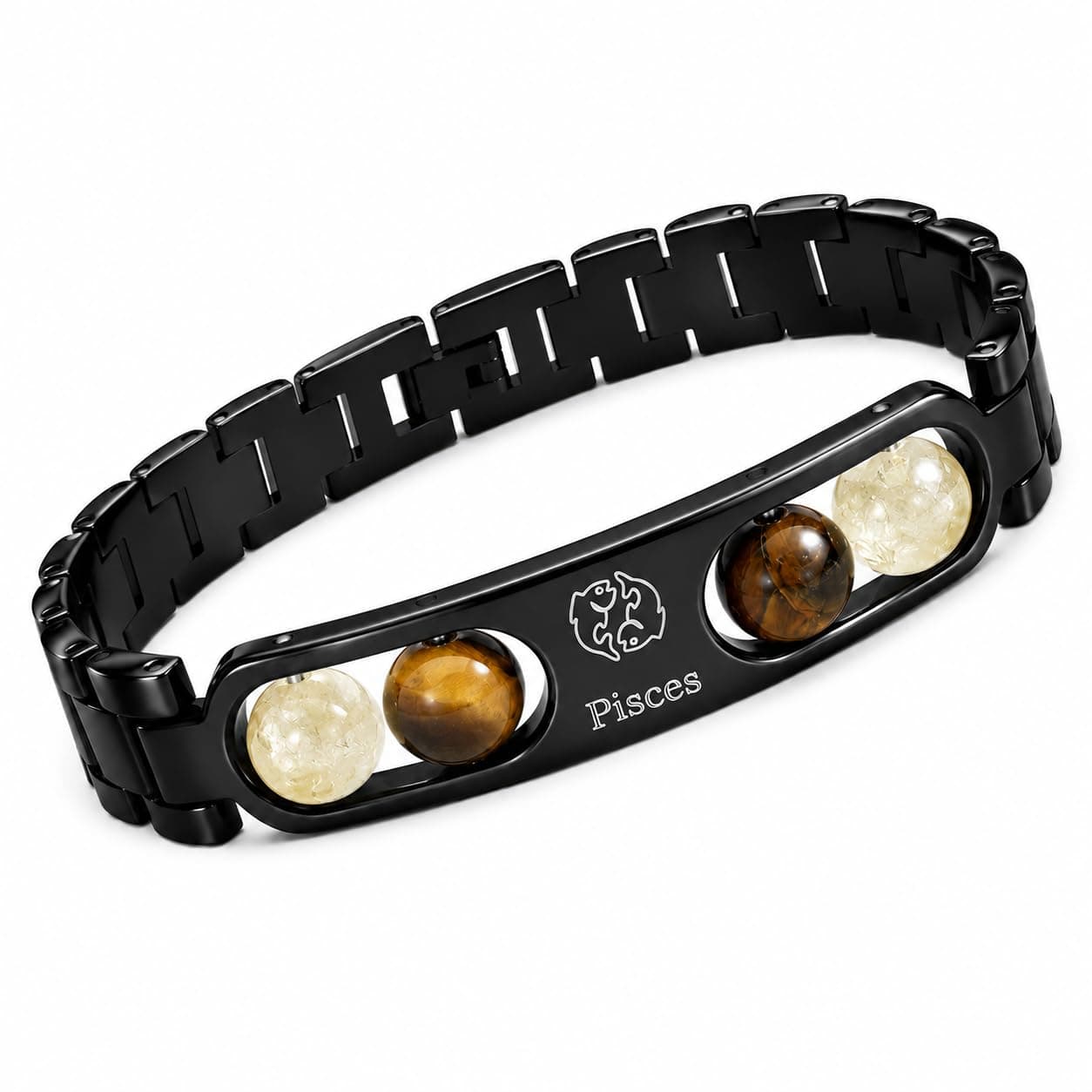 Gratify Birth Crystal Metal Rashi Bracelet for Men & Women | Natural Gemstone Bracelet | Adjustable Spiritual Crystal Bracelet | Includes Authenticity Certificate | Gift for Astrology Lovers (Pisces/Meen Zodiac Bracelet (मीन राशि))