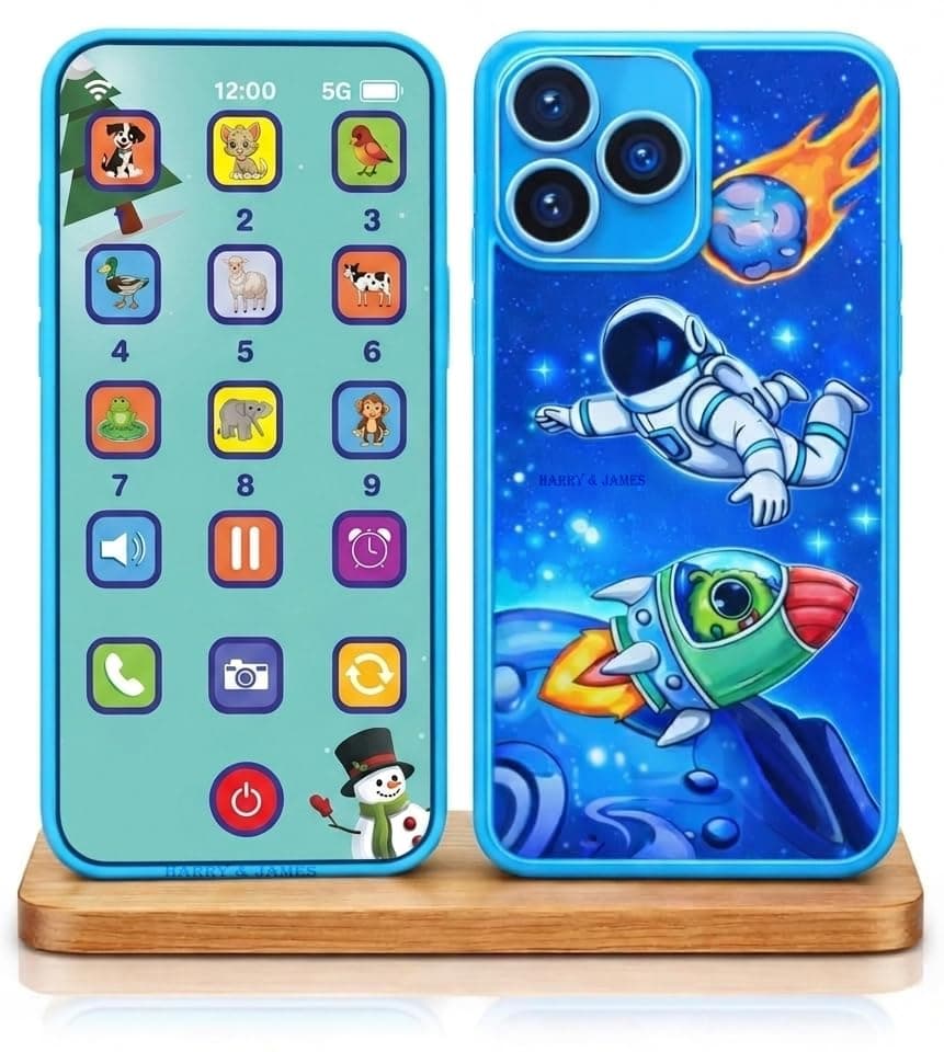 HARRY & JAMES® Educational Phone Toy for Kids 15 Modes Talking Baby Smart Phone Mobile Toy Musical Instruments, Counting,Colours,Shapes,Fruits,Transport,Piano (Multicolor & MultiDesign)