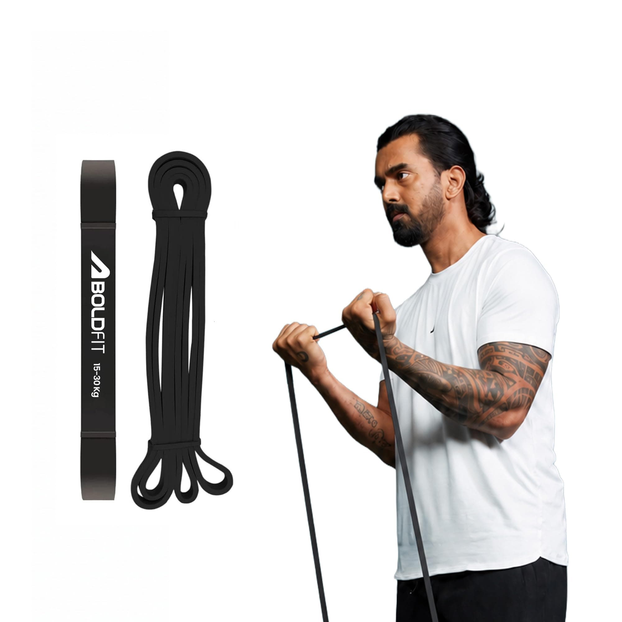 Boldfit Heavy Resistance Band for Workout & Exercise Pull Up, Stretching & Toning Bands for Men & Women Resistance Band Set for Home & Gym Workouts (Black, 15–30 Kg)