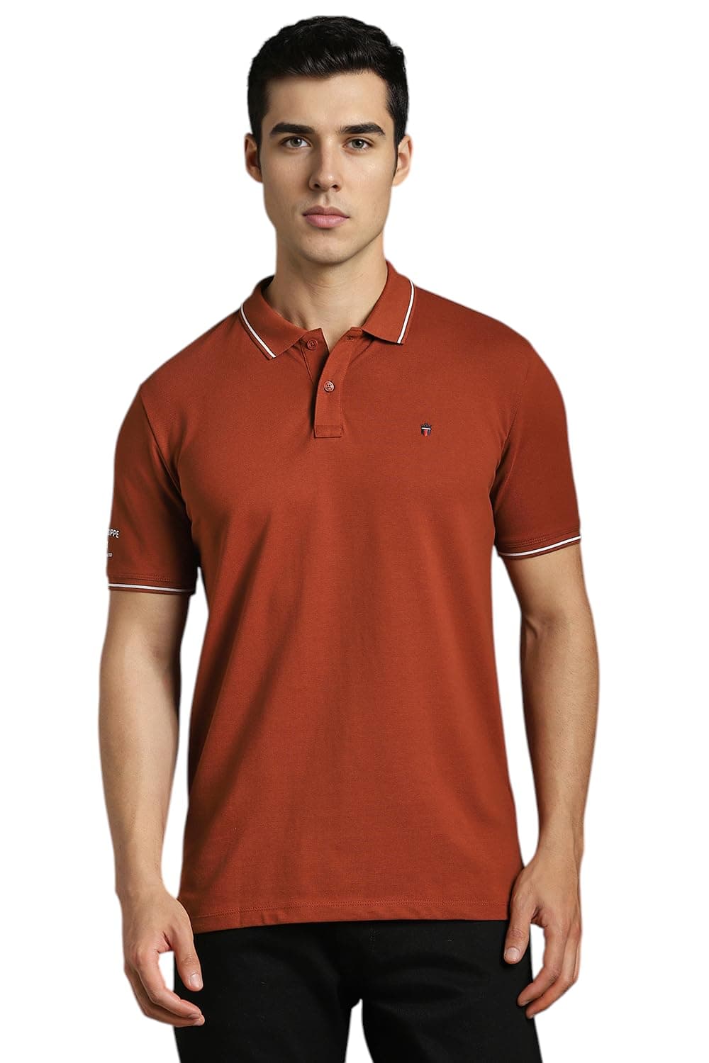 Louis Philippe Men Cotton Solid Slim Fit T-Shirt (LRKPCSLFE92581_Brown M)