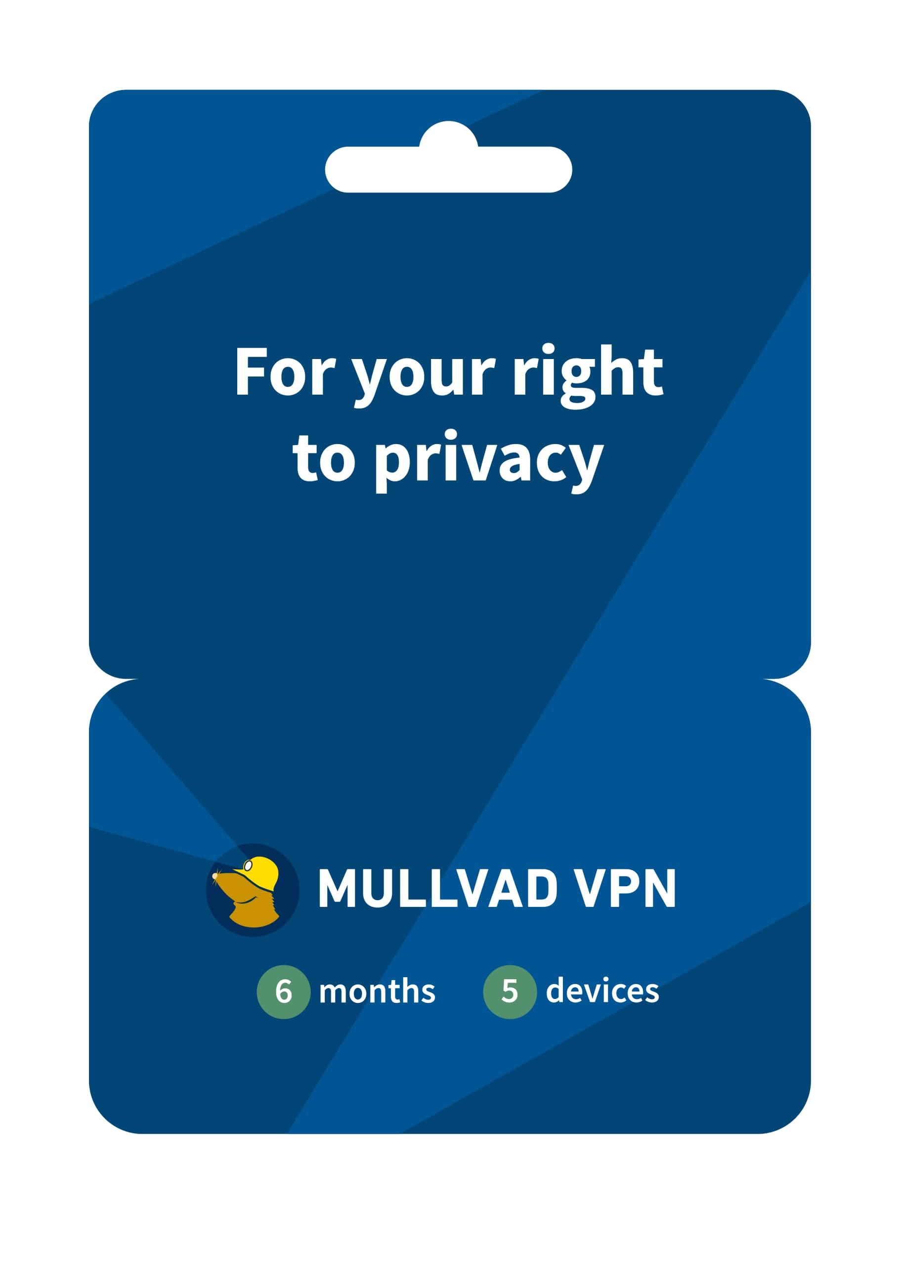 Mullvad VPN 6 Months for 5 Devices - VPN without Logs for Your Privacy