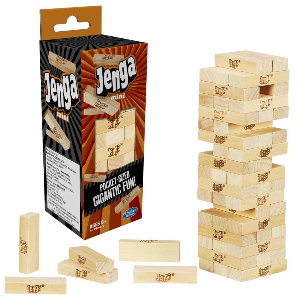 Hasbro Gaming Jenga Junior Game, Original Hardwood Blocks Stacking Tower, Toys for Kids Ages 6 and Up, 1 or More Players, Family Games, Birthday Gift for Kids