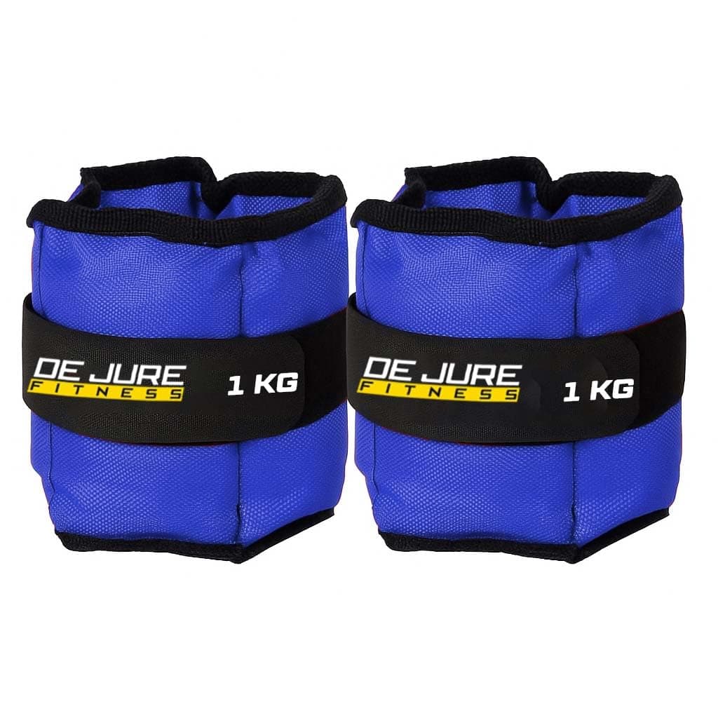 De Jure Fitness Adjustable Ankle & Wrist Weights Pair (1KG x 2) for Men & Women | Strength Training, Walking, Running, Workout, Yoga | Comfortable, Durable | Blue 2KG