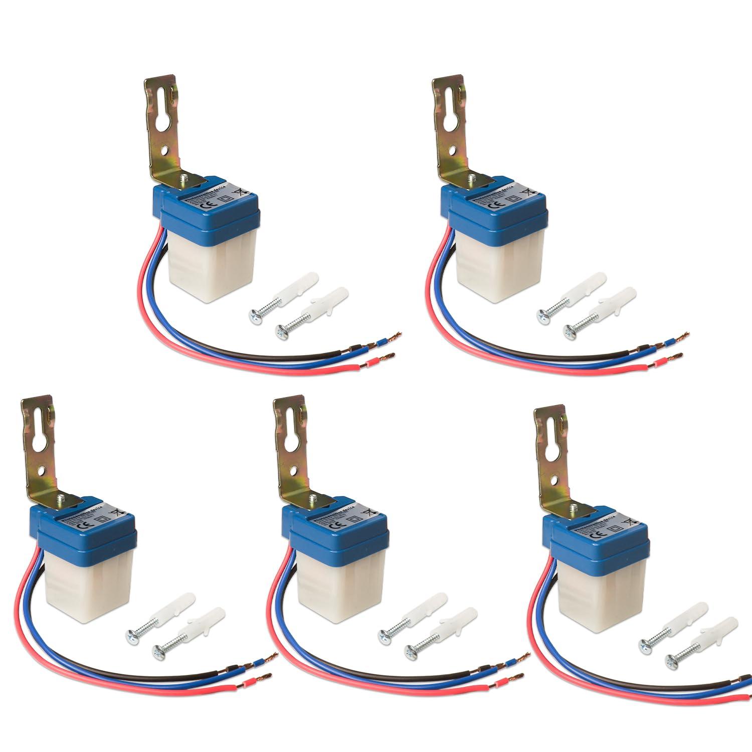 Electronic Spices Electronic Spices QS-301 Waterproof 220V Auto Day and Night ON and OFF photocell LDR sensor switch 6A for lighting Pack of 5