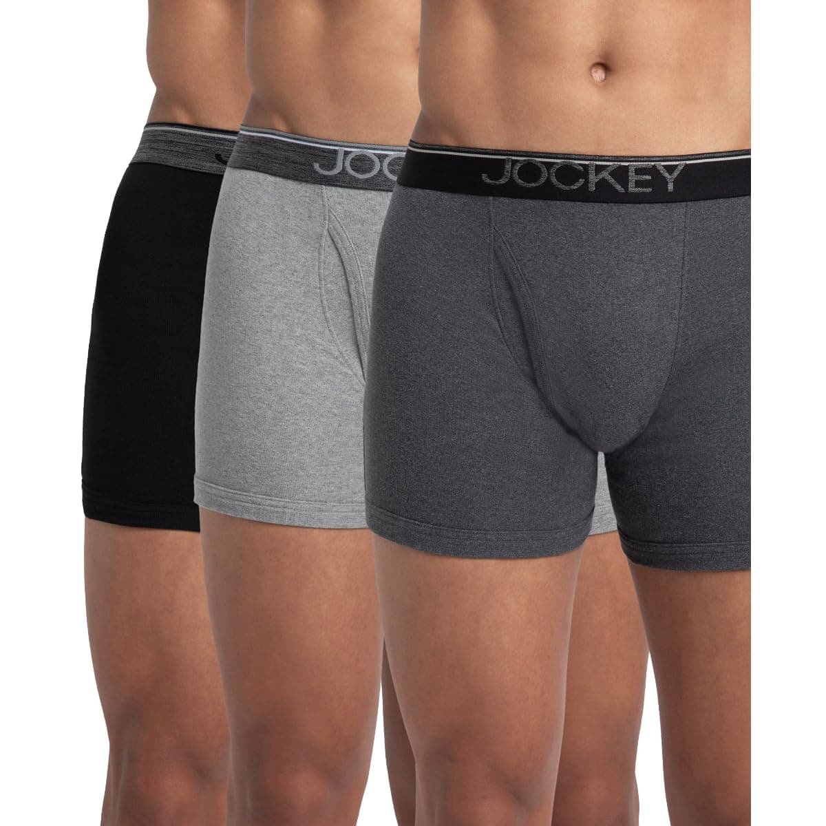 Jockey 8009 Men's Super Combed Cotton Rib Solid Boxer Brief with Ultrasoft Waistband (Pack of 3)_Multi Colour_M