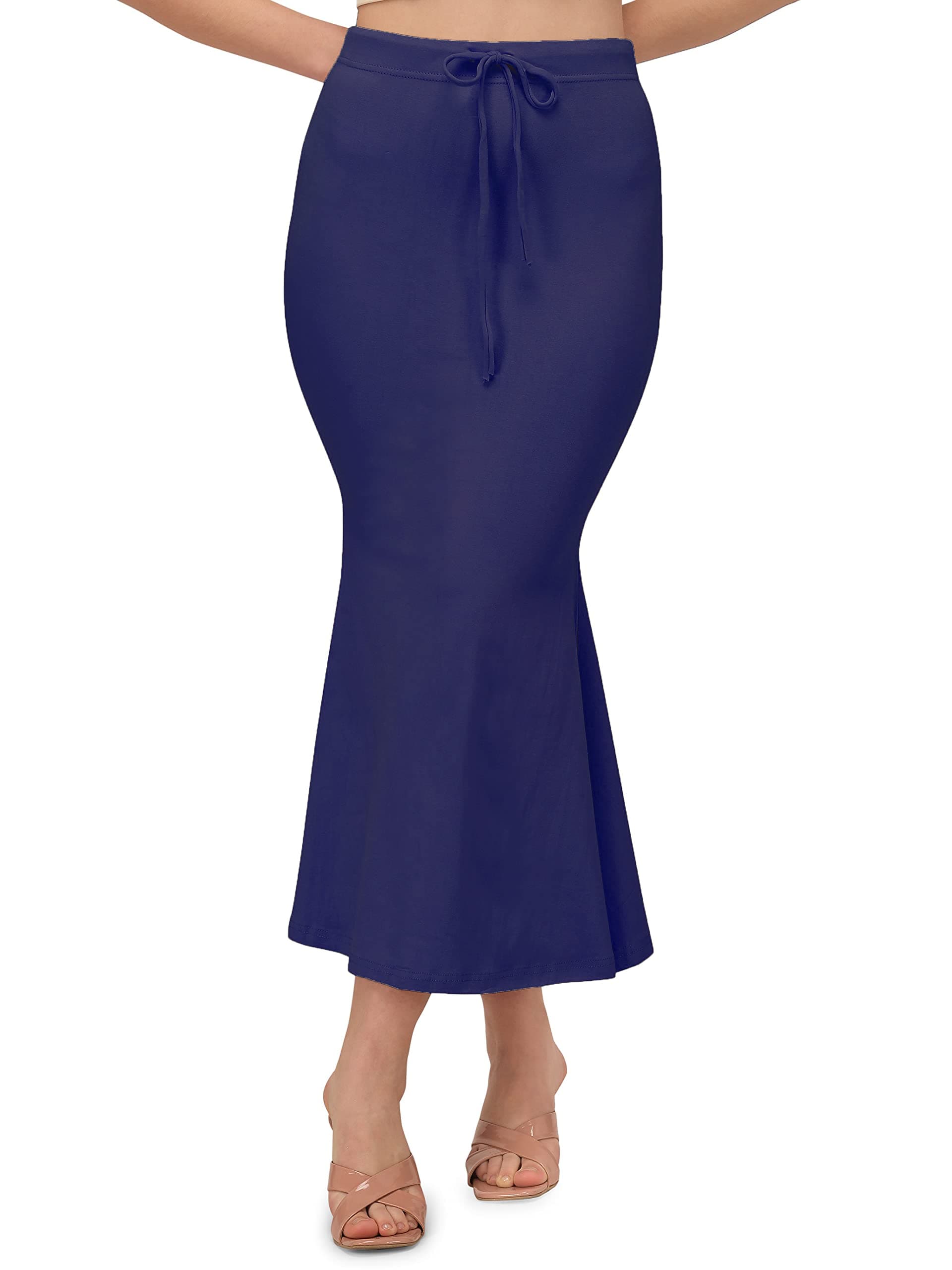 Mehrang Stretchable Saree Shapewear Petticoat for Women, Cotton Blended,Petticoat,Skirts for Women,Shape Wear Dress for Saree Navy