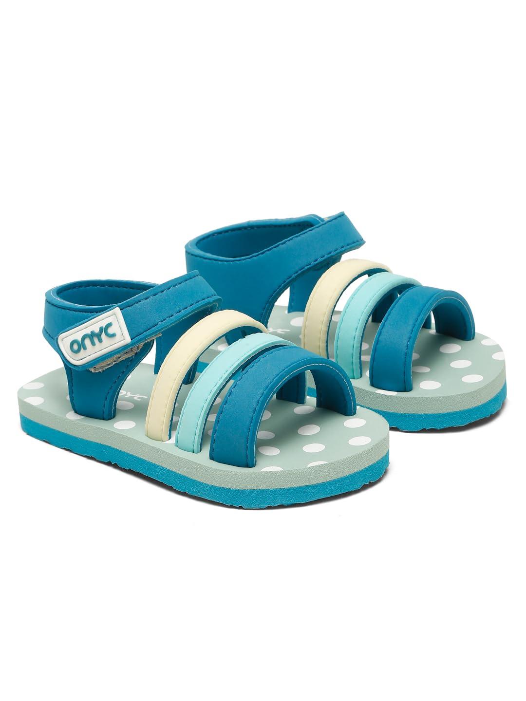 ONYC Premium Butterscotch Kids Sandals for Girls, Teal Blue Sandals
