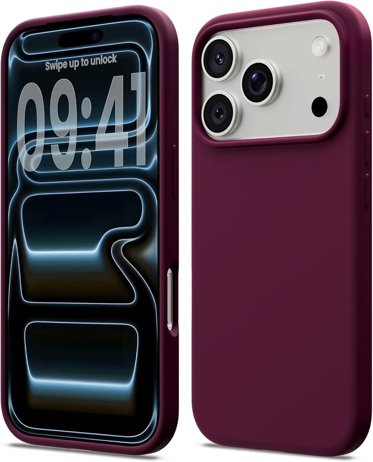 DIZORO Compatible with (iPhone 17 Pro Case)(2025), Liquid Silicone 3 Layers Full Covered Soft Gel Rubber Phone Case,Shockproof Protective Cover with Anti-Scratch Microfiber Lining- Wine