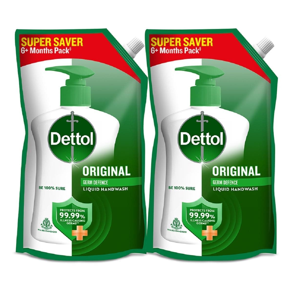 Dettol Liquid Handwash Refill - Original Hand Wash- 675ml (Pack of 2) | Germ Defence Formula | 10x Better Germ Protection