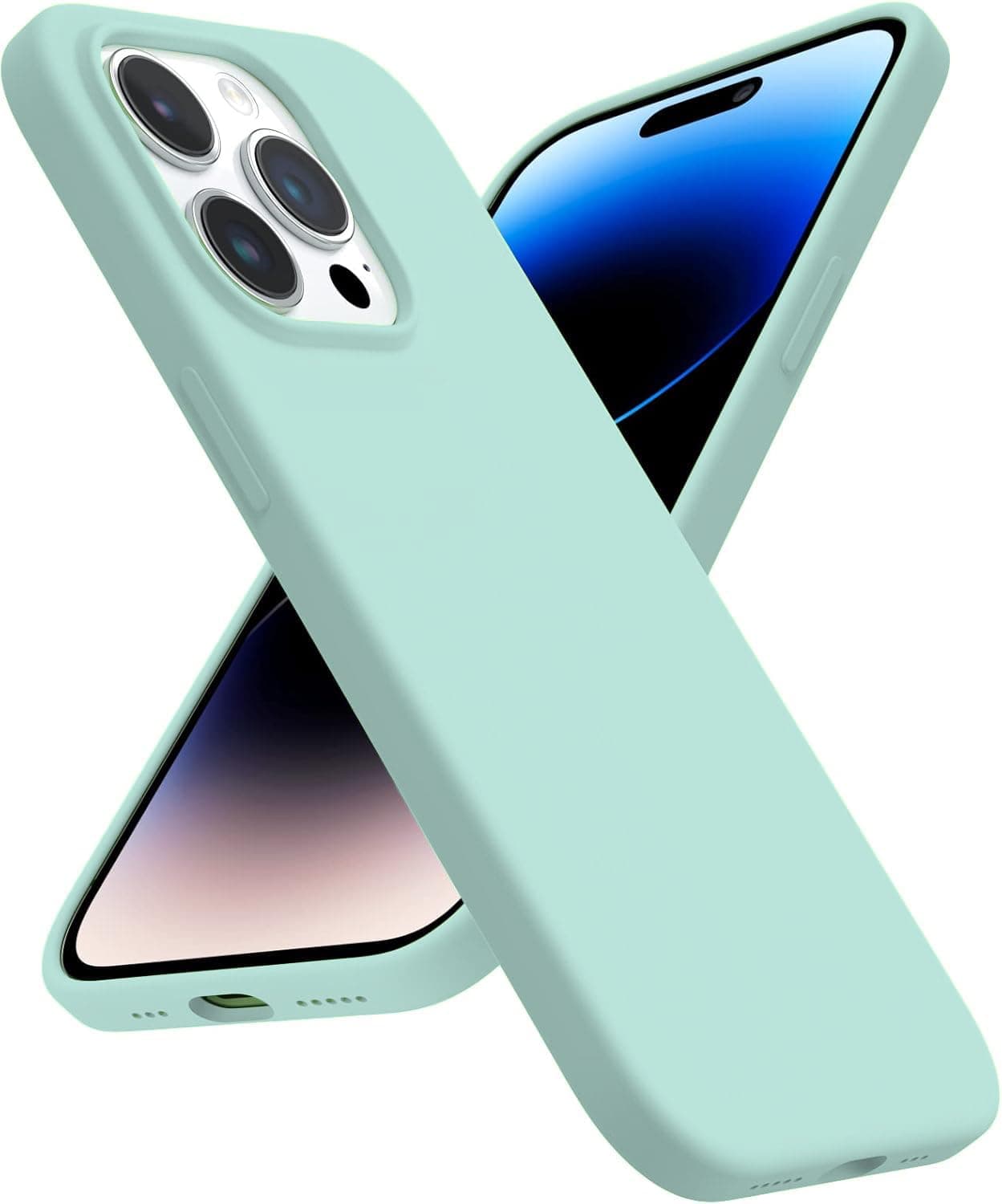 DIZORO® Silicone Back Case for iPhone 14 Pro Max, Soft-Touch Phone Microfiber Silicone Back Cover for iPhone 14 Pro Max-Mint