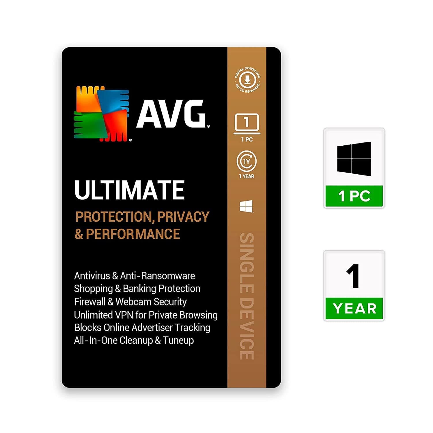 AVG Ultimate (Total Security Suite , PC Cleaner & AntiTracker) (1 PC | 1 Year) (Email Delivery in 2 hours- No CD)