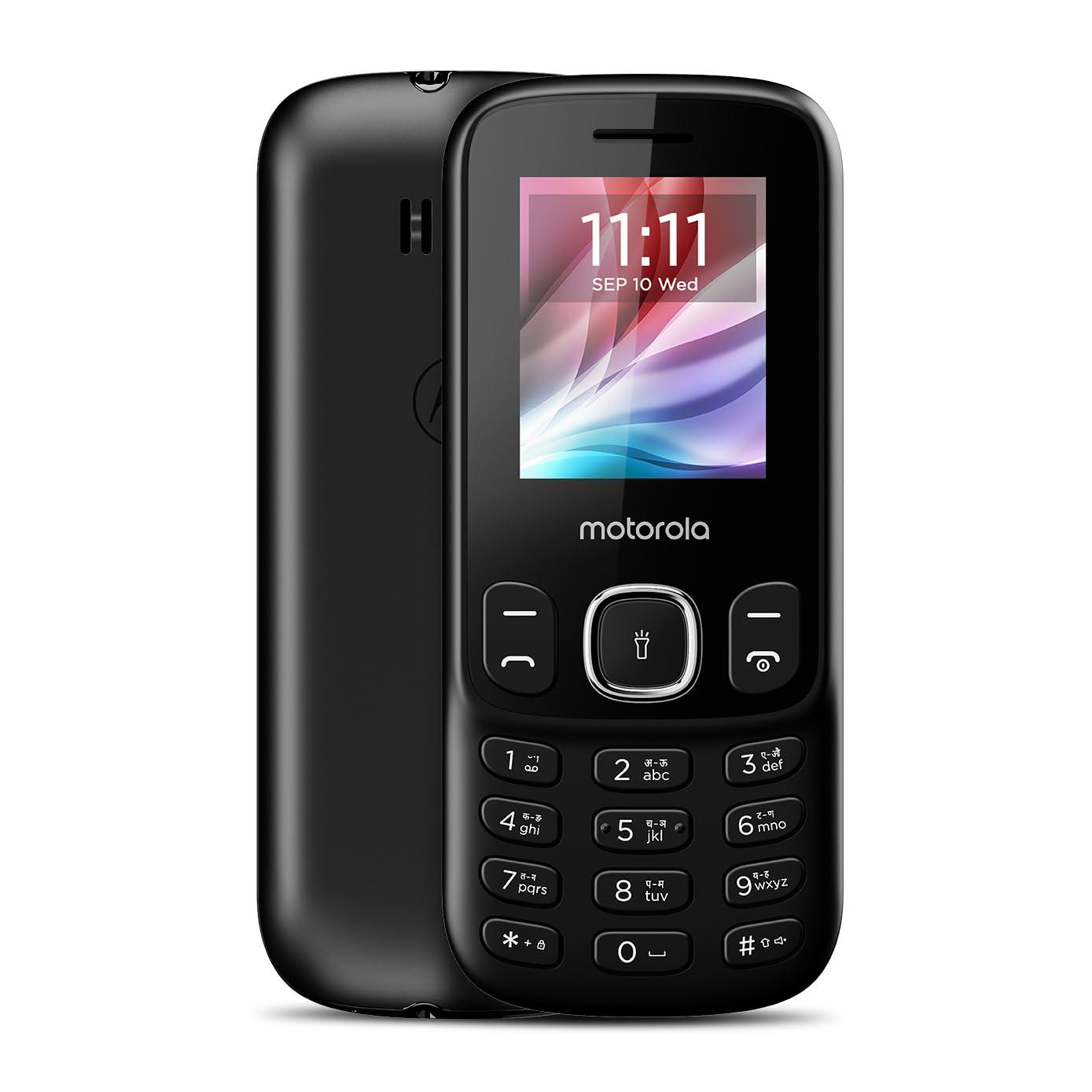 Motorola All-New A10e Dual Sim keypad Phone | 2 Years Replacement | Long Lasting Battery | Bluetooth Facility | Loud Sound | Wireless FM | Auto Call Recording (Black)