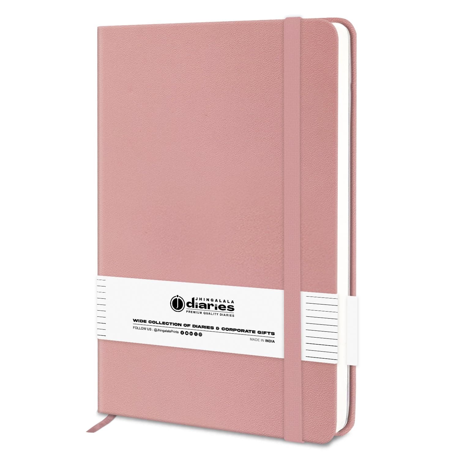 Jhingalala Leather Cover Hard Bound A5 Size Undated Diary I Journal Notebook with Elastic Closure For Men and Women I 192 Ruled Pages (Peach)