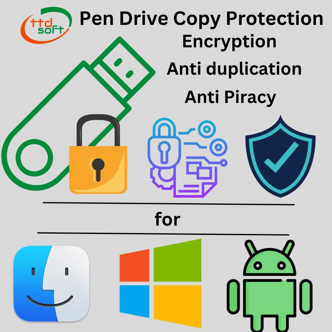 Pen Drive Copy Protection Android TV, Mobile, Tab, Mac -ttdsoft | for Video & pdf License for 10 [ Ten ] nos usb drives (Via Email Delivery Only - in 7 working hours, No- CD)