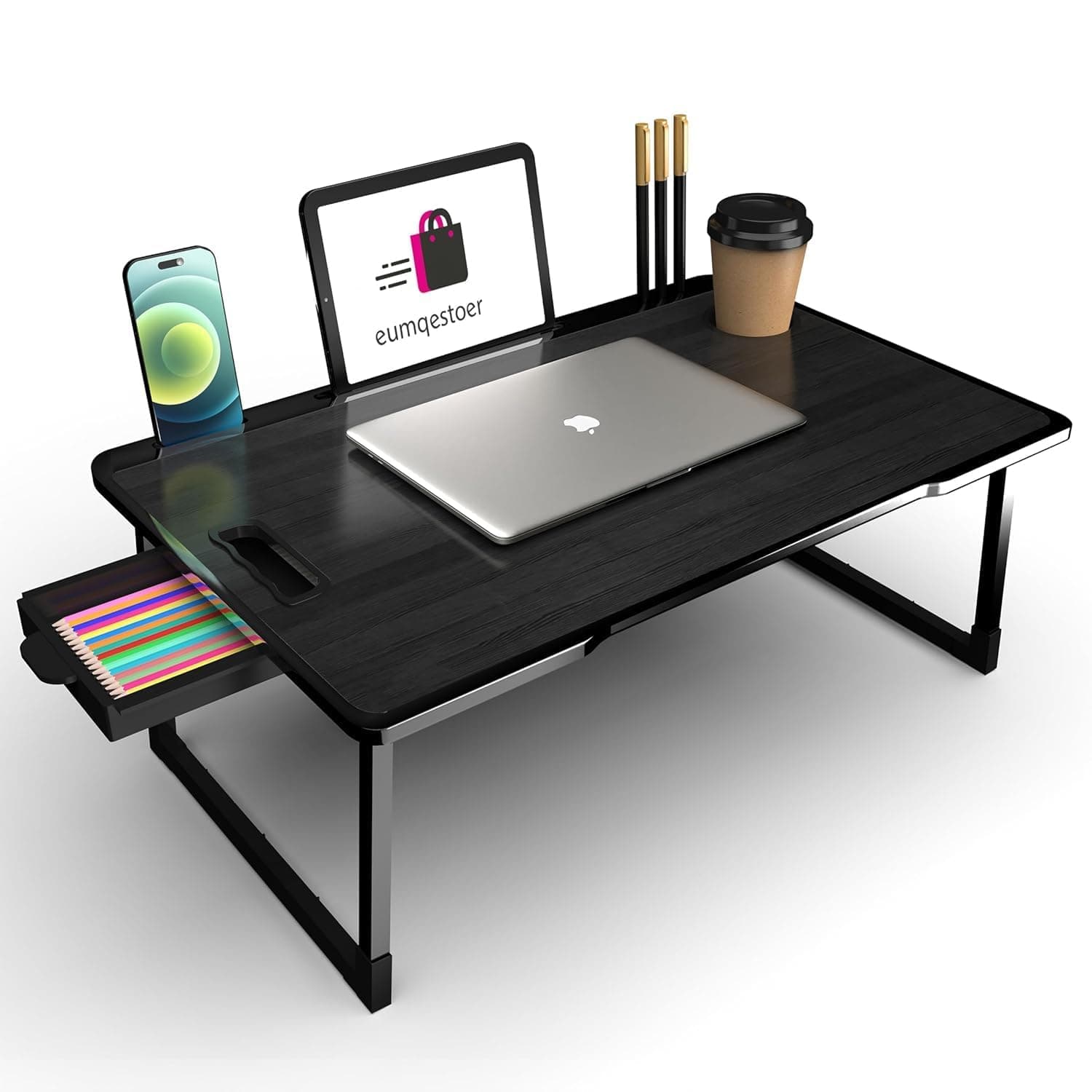 AUNO Engineered Wood Office Table for Home/Writing Desk for Office/Folding Table for School/Folding Study Table/Work from Home Multipurpose Table (Black COTEED)
