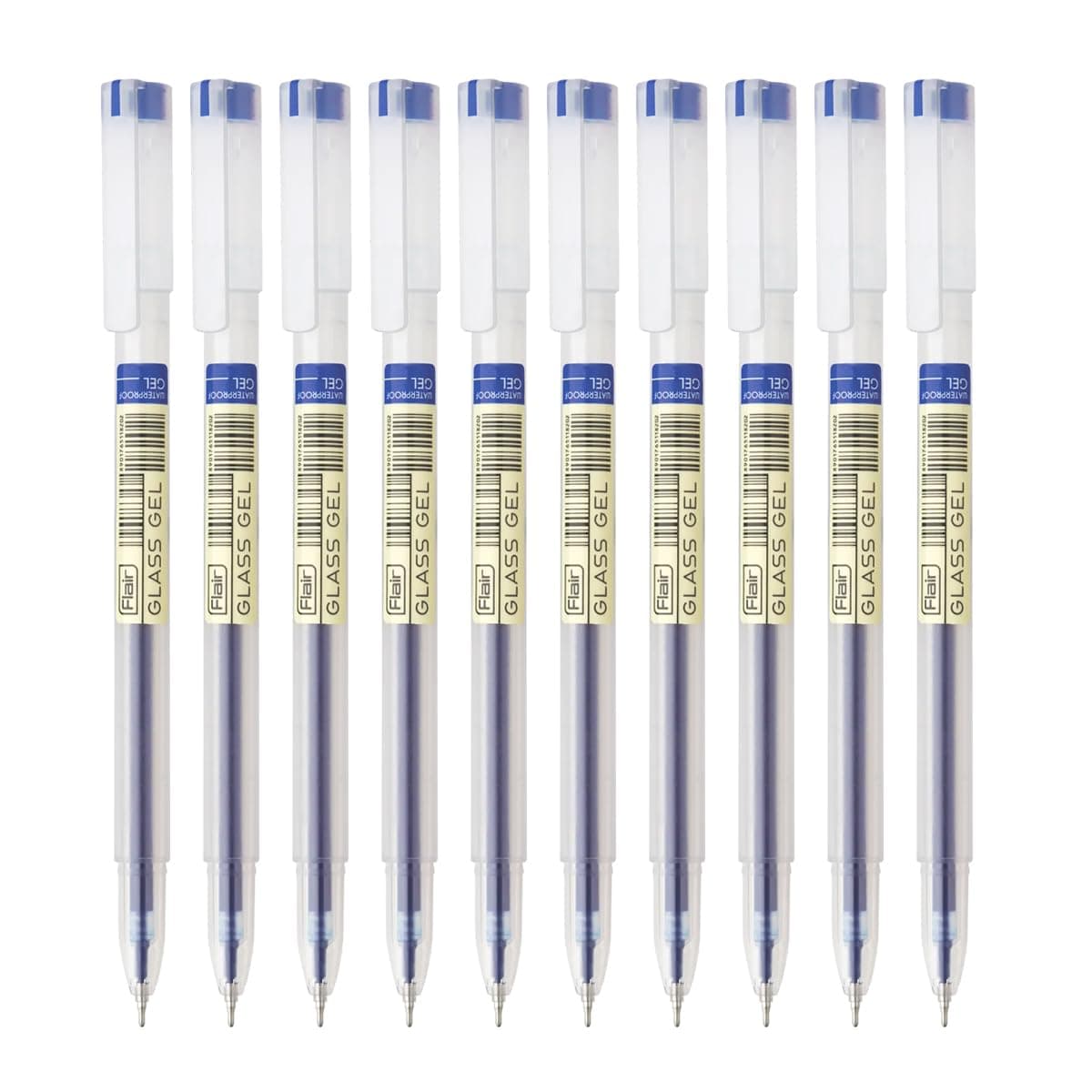 FLAIR Glass Gel Pen Wallet Pack | Tip Size 0.6 mm | Water Proof Ink For Smooth Flow System | Low-Viscosity Ink For Smudge Free Writing | Blue Ink, Pack Of 20