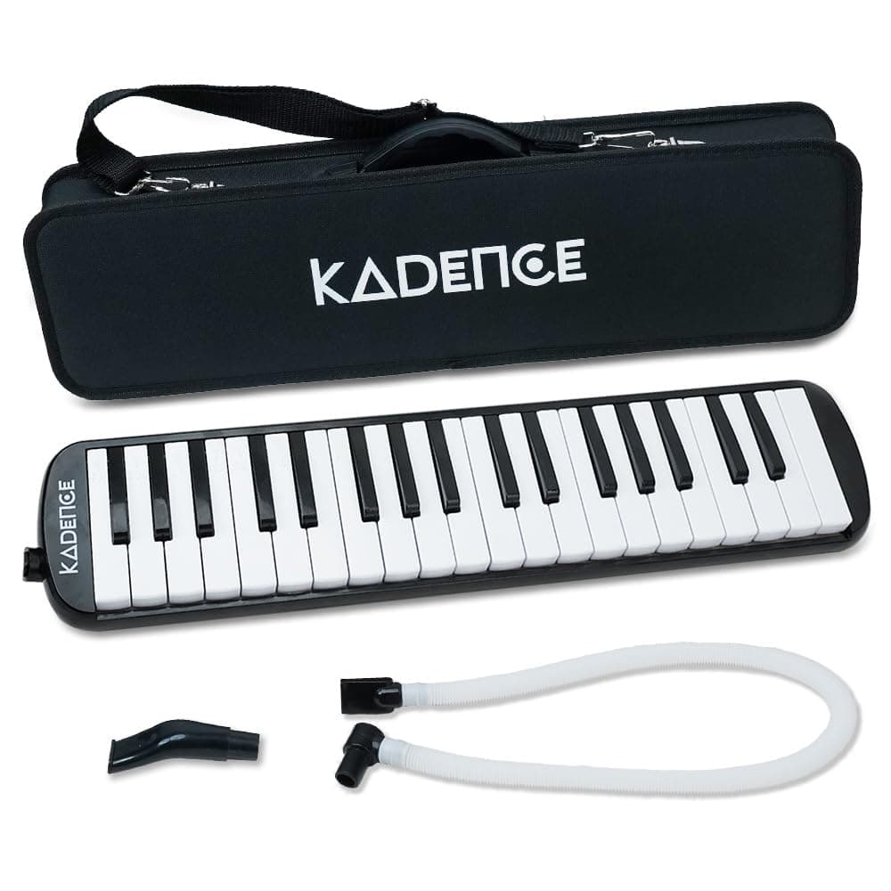 Kadence MEL-37BK Home Series 37-Key Melodica | ABS Body | Stainless Steel Plate | Dual Mouthpiece | Includes Padded Carry Case | Black