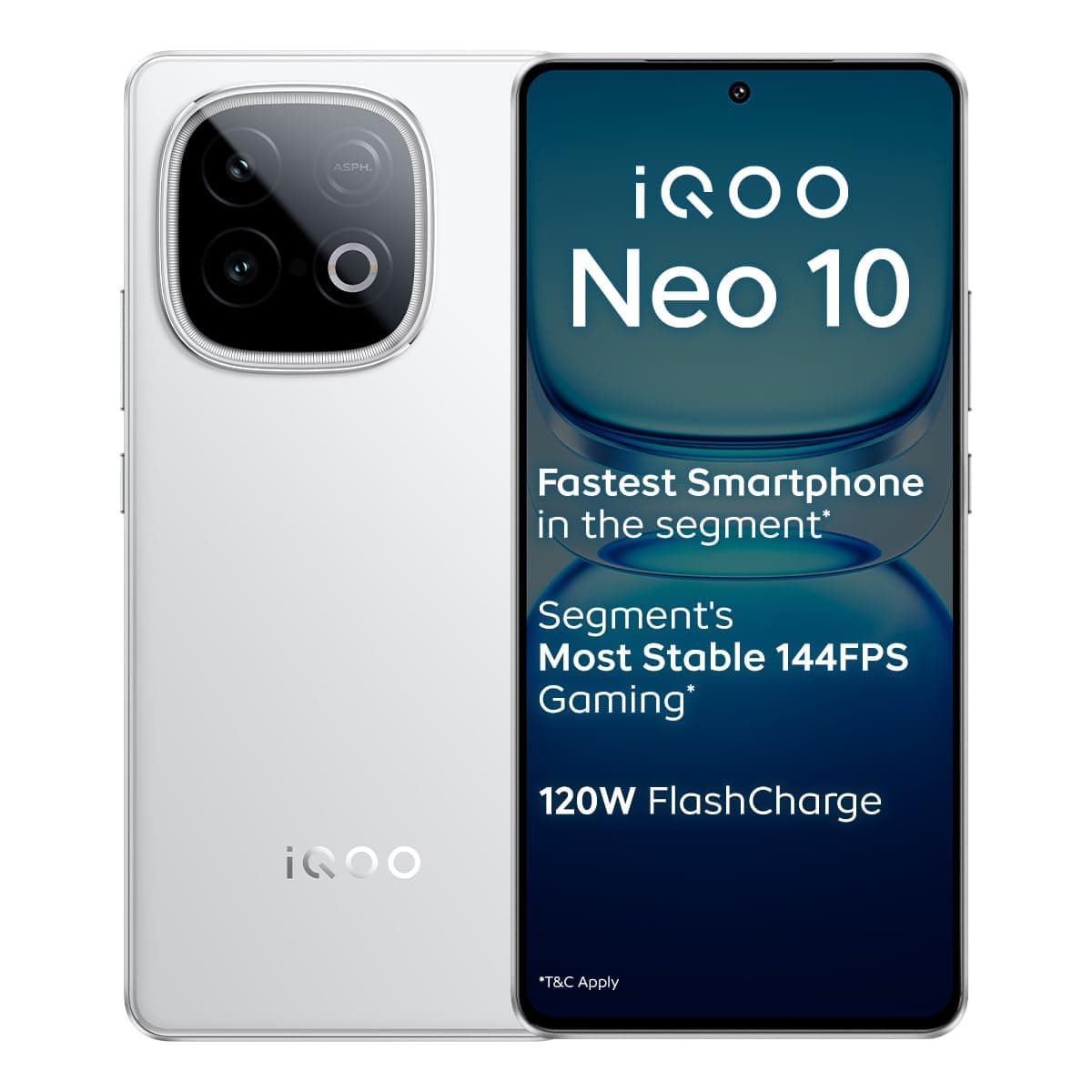 iQOO Neo 10 (Alpine White, 8GB RAM, 256GB Storage) | Segment's Fastest Processor* with Snapdragon 8s Gen 4 & Supercomputing chip Q1 | 120W FlashCharge | Segment's Brightest AMOLED Display*