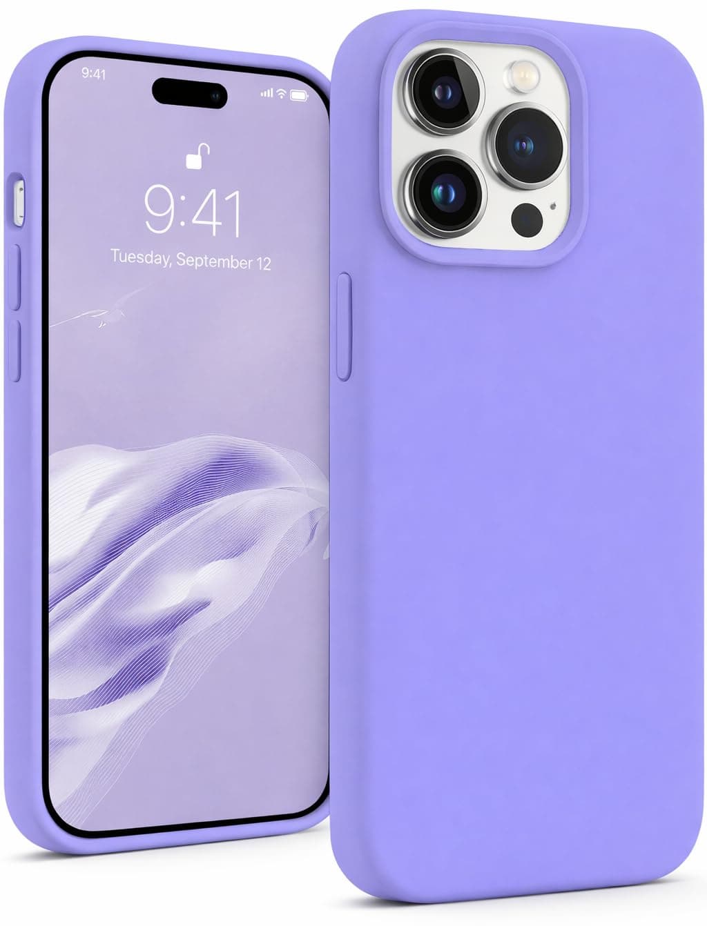 DIZORO Liquid Silicone Compatible for iPhone 14 Pro Max Case Gel Rubber with Microfiber Lining Non-Slip Full Body Protective Shockproof Back Cover 6.7 inch (Purple)