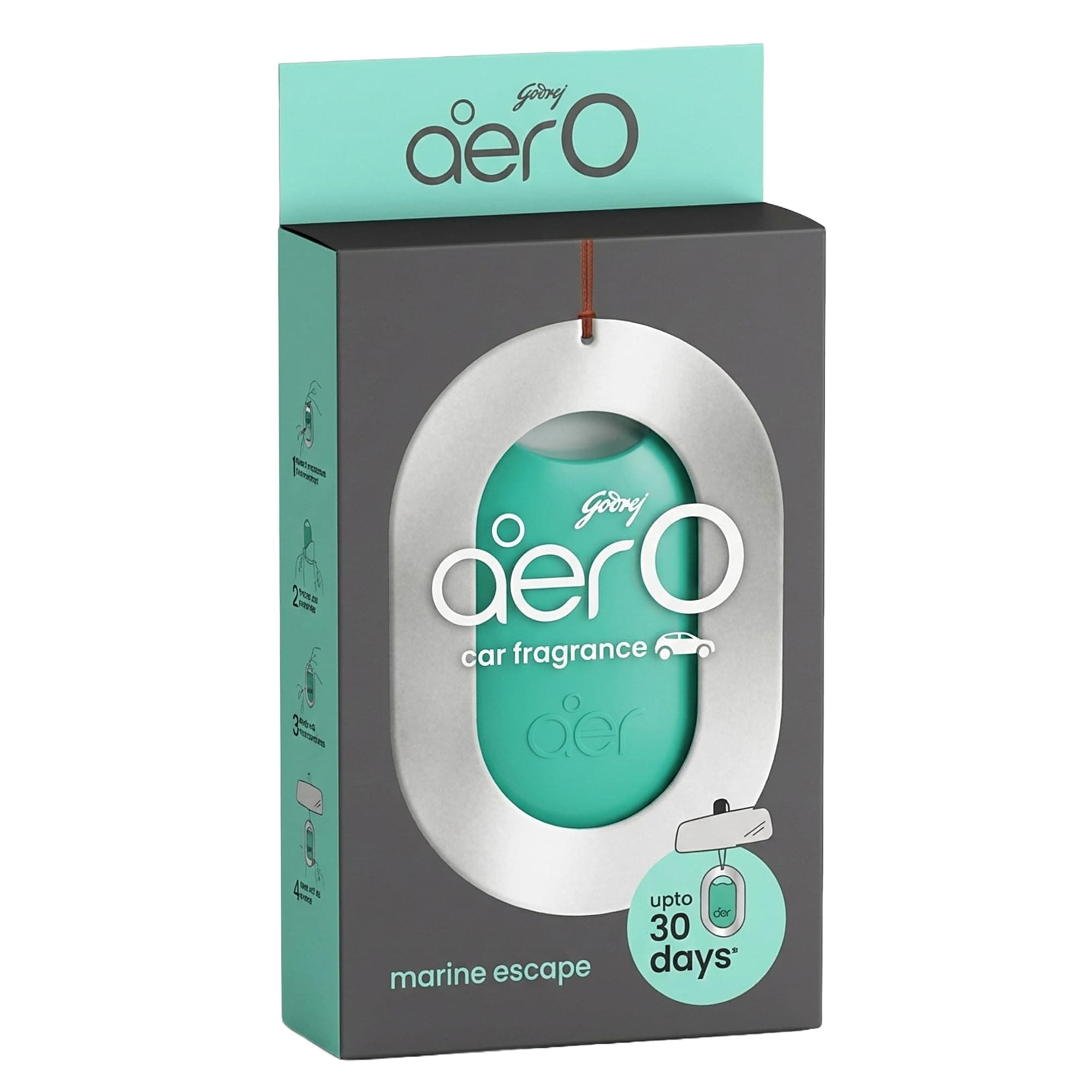 Godrej aer O – Hanging Car Air Freshener – Marine Escape - Pack of 3 (22.5g) | Gel Lasts up to 30 days | Car Accessories