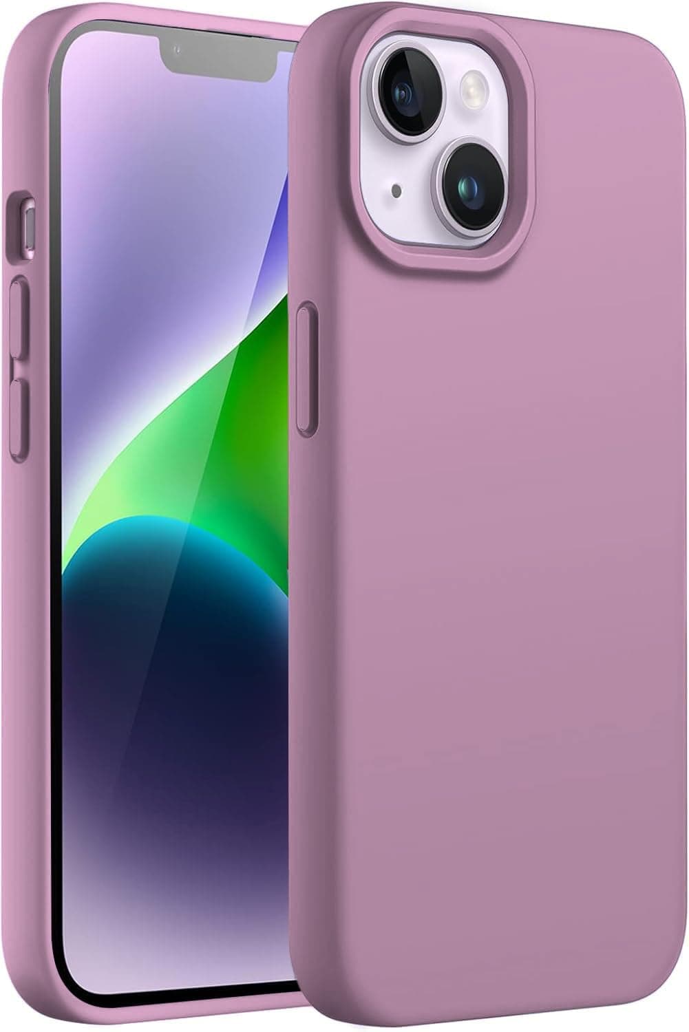 DIZORO® Compatible with iPhone 14 Case, Liquid Silicone Case, Full Body Protective Cover, Shockproof, Slim Phone Case, Anti-Scratch Soft Microfiber Lining, 6.1 inch - (Lilac)
