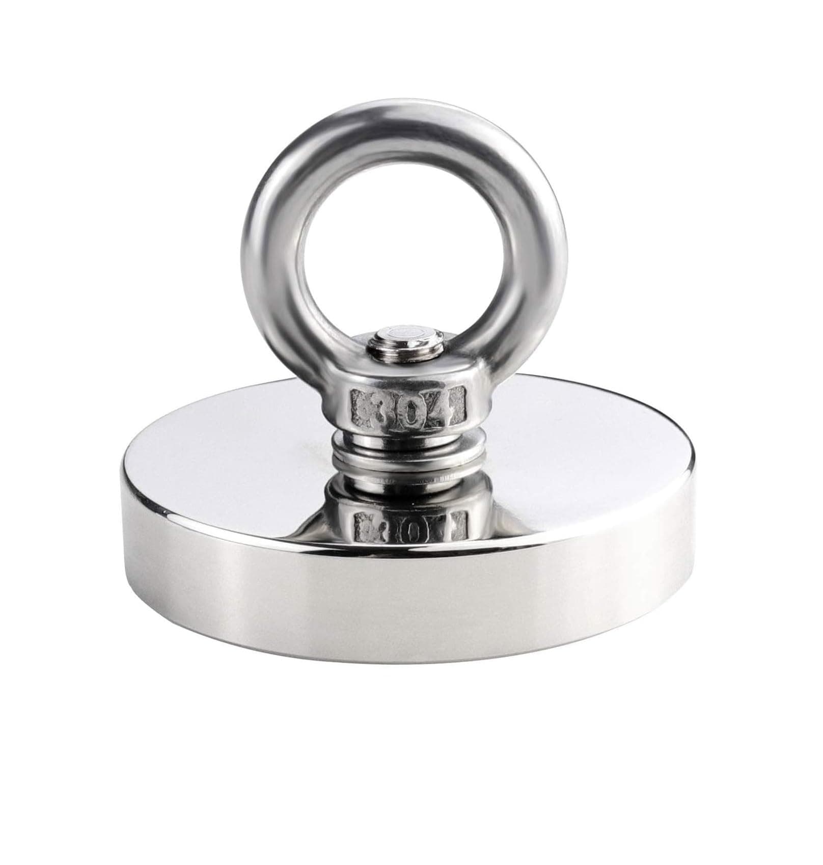 ALEAF 1 Piece of 60mm Super Strong Neodymium Fishing Magnets, 90-160 Kgs Vertical Pulling Force Rare Earth Magnet with Hole Eyebolt Diameter for Retrieving in River and Magnetic Fishing