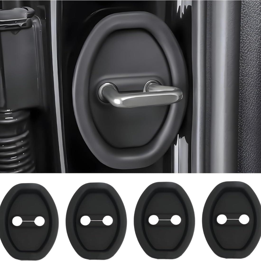 ENCHANTMENT car Door Lock Protector Cover 4PCS Car Silicone Rubber Car Door Shock Absorber Rubber Pads for Enhanced Protector Lock Accessories (Pack of 4) Black