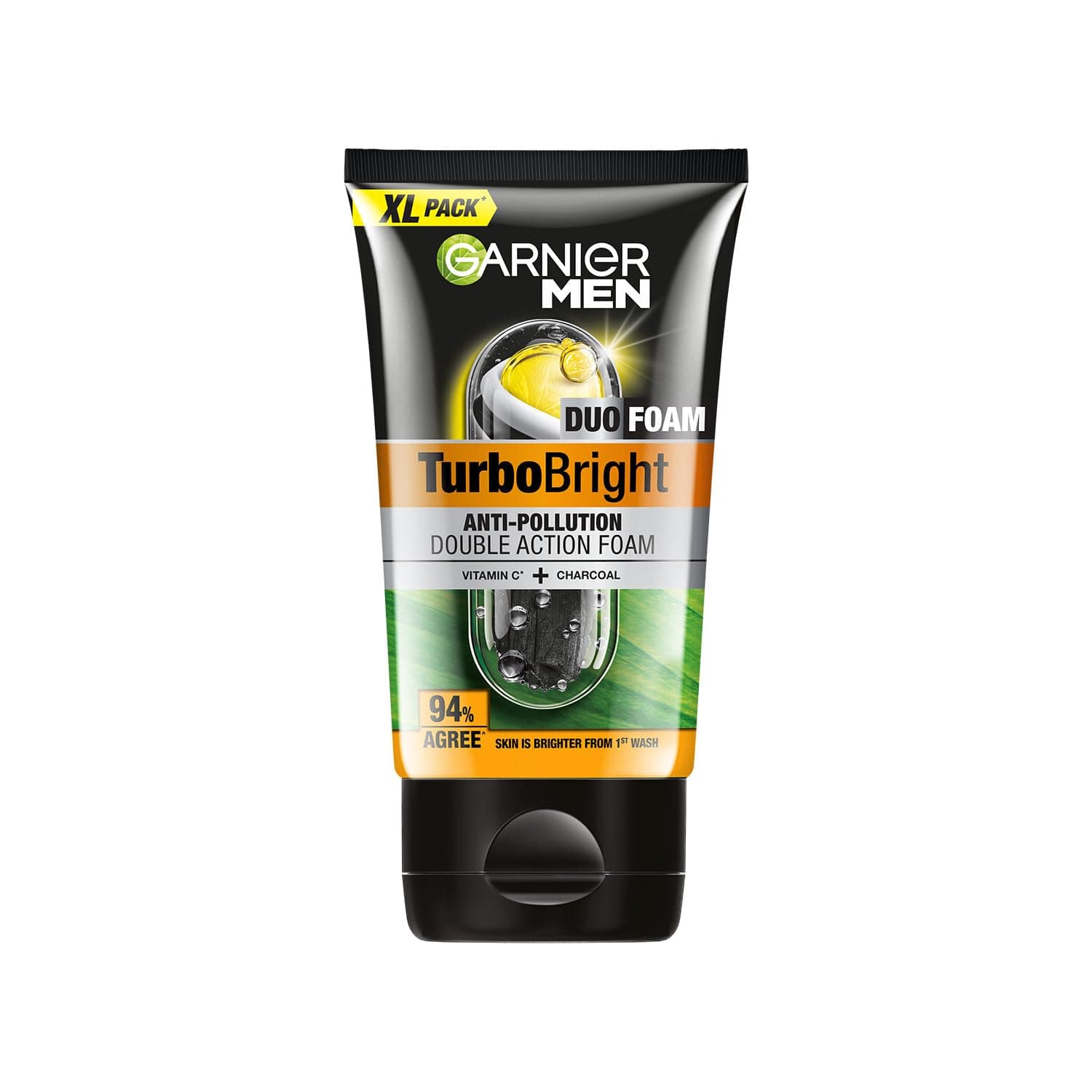 Garnier Men, Face Wash, Brightening & Anti-Pollution, TurboBright Double Action, 155 g