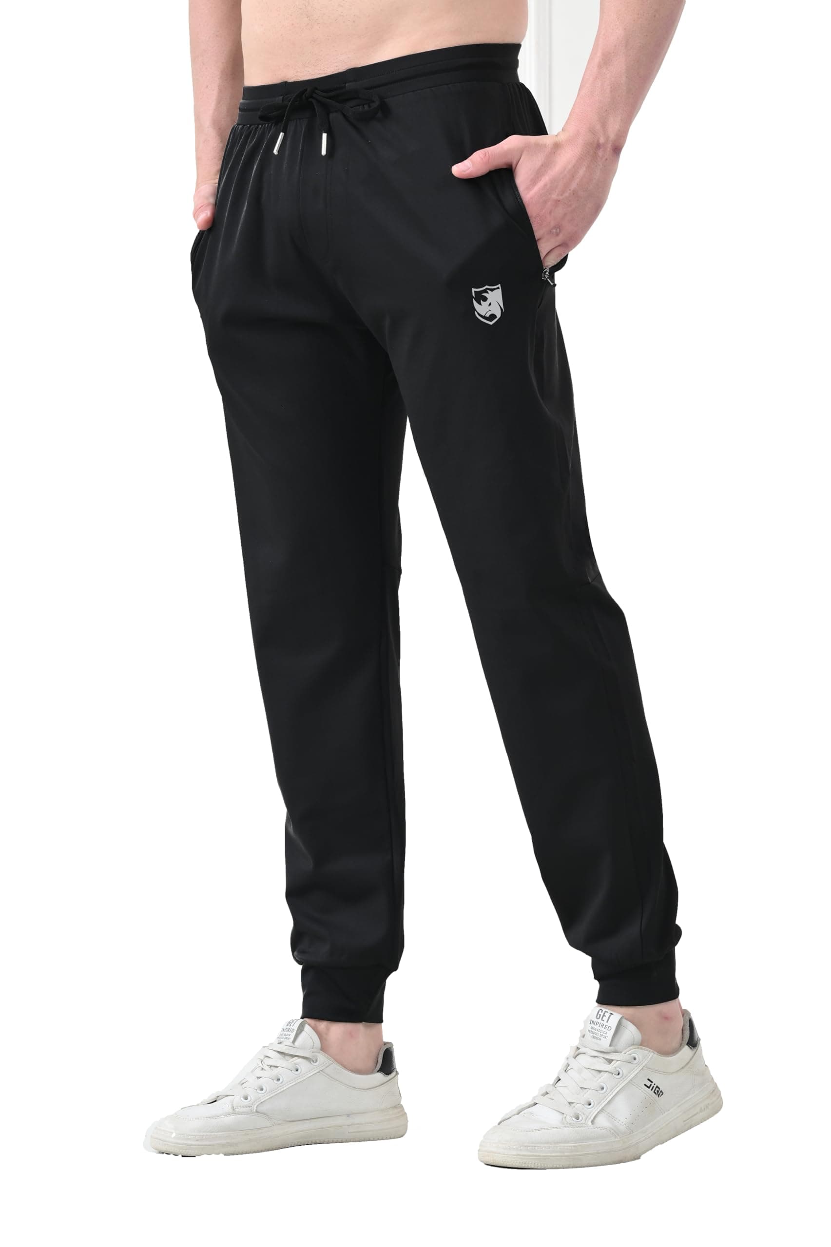 RynoGear Men High Rise Regular Fit Super Stretchable Track Pant Black, Large