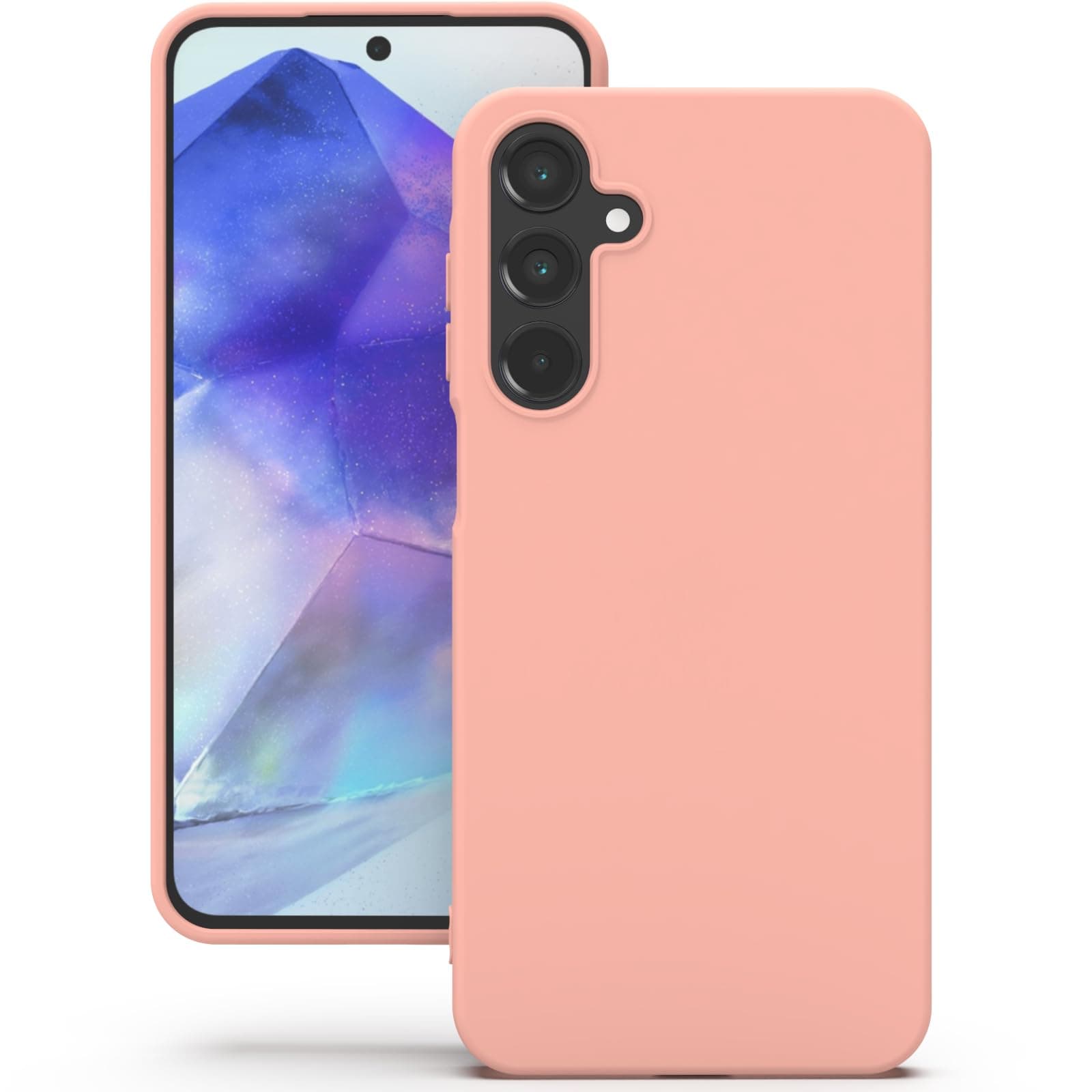 YATWIN Silicone Back Case for Samsung Galaxy A55, Soft-Touch Phone Back Cover for Samsung Galaxy A55 - Pink