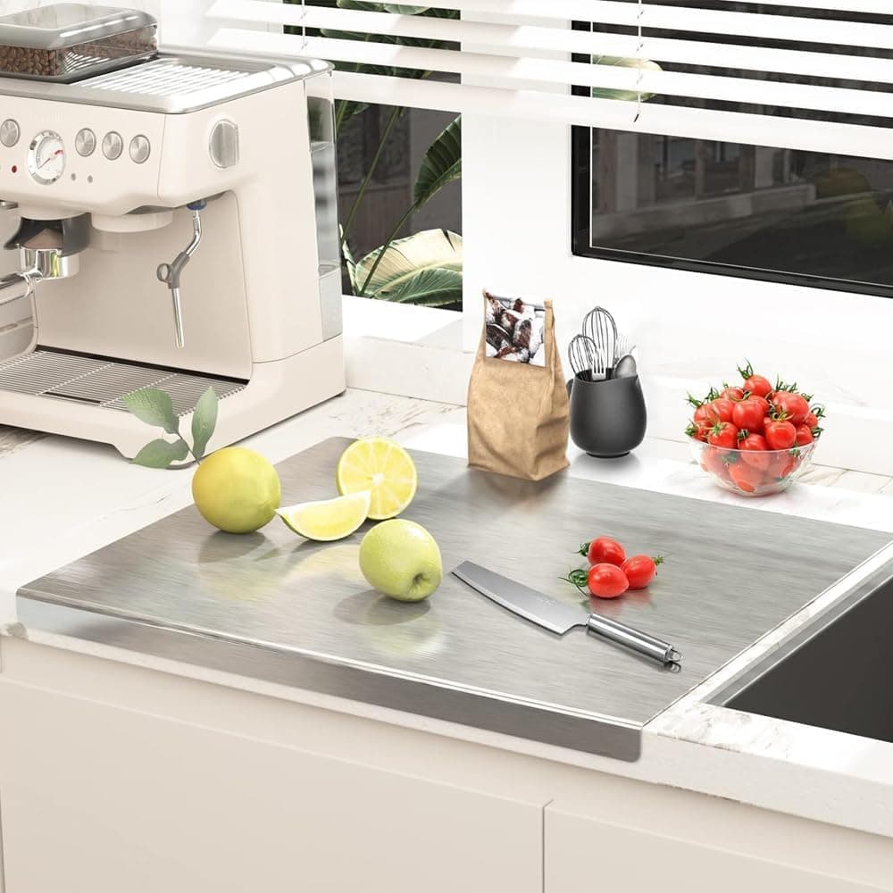 Stewit® Large Stainless Steel Cutting Board for Kitchen,Chopping Board for Meat, Vegetables & Fruit, Extra Large Heavy Duty Countertop Surface, Easy to Clean & Durable