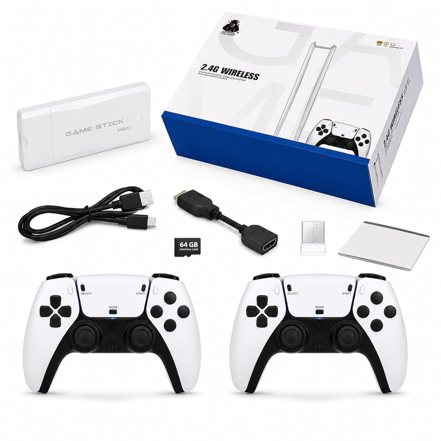EXONY HD Video Game 4K Console Stick with Dual Wireless Controllers