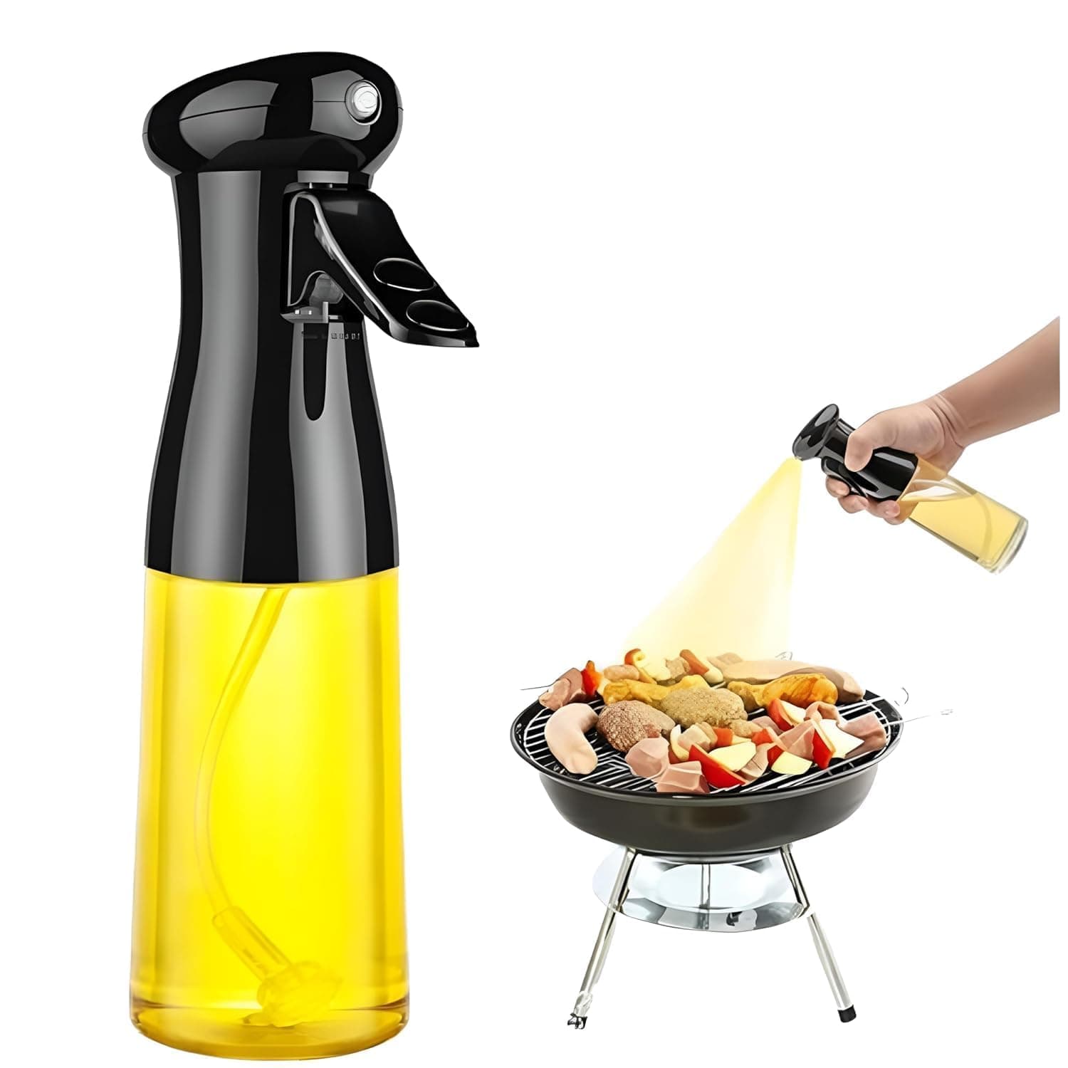 Vasukie 220ML Oil Sprayer for Cooking, Refillable Olive Oil Spray Bottle, Fine Mist Spray Oil Dispenser for Air Fryer, BBQ, Salad, Roasting & Kitchen Use (Spray Bottle)