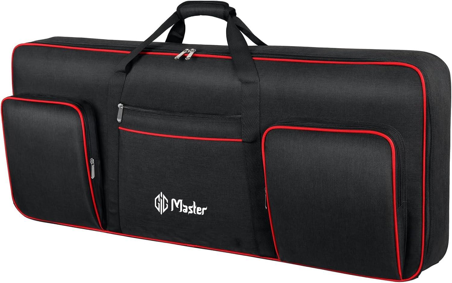 GIG Master Heavy Padded Keyboard Bag/Cover/Case for Casio CT-S100, CT-S200, CT-S300, CT-S400, 61 Keys Keyboard with Dust Cover & Double Pocket (Black & Red)