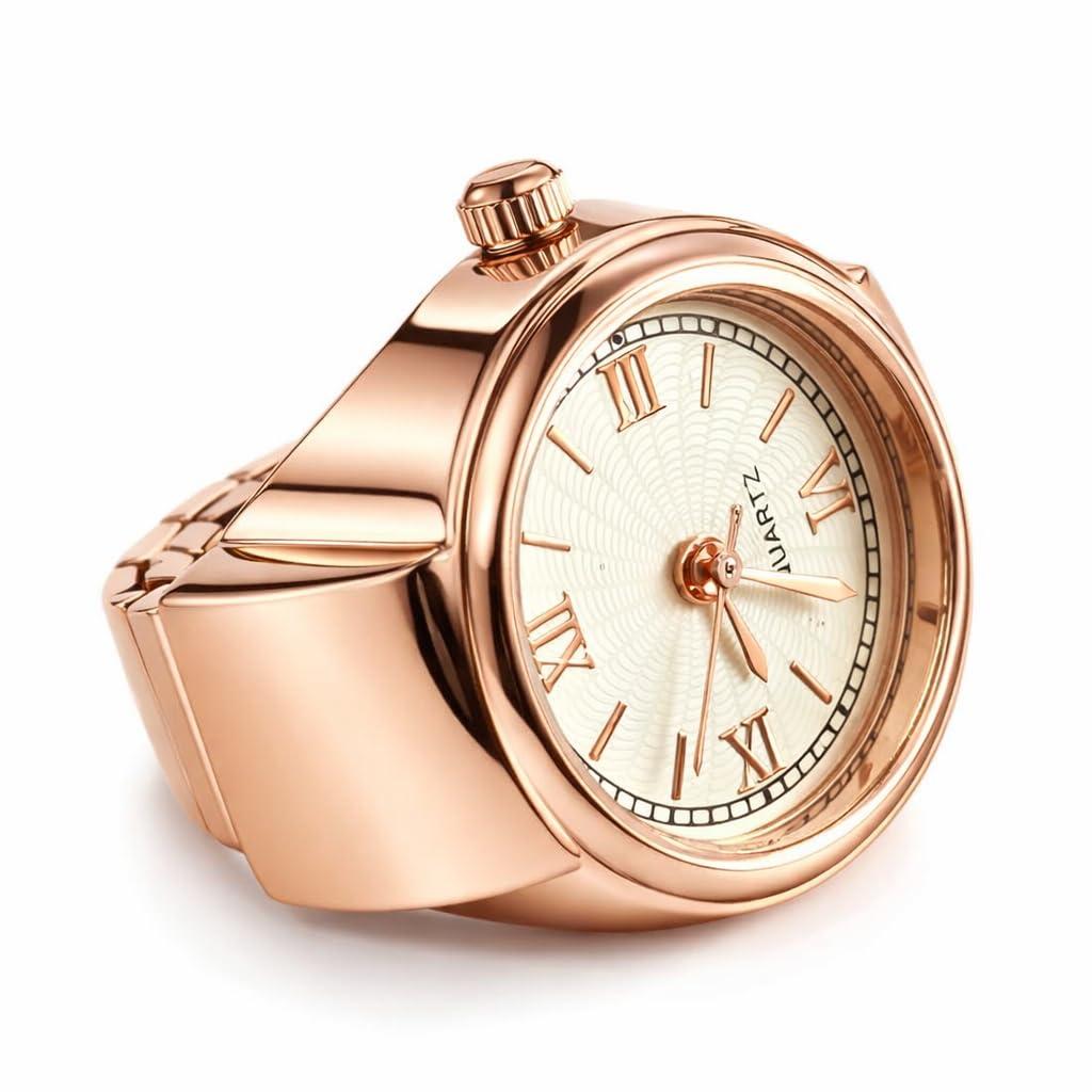 Spiffy Rose Gold Ring Watch for Man Ring Watch for Woman, Fashion Watch Ring (Round)