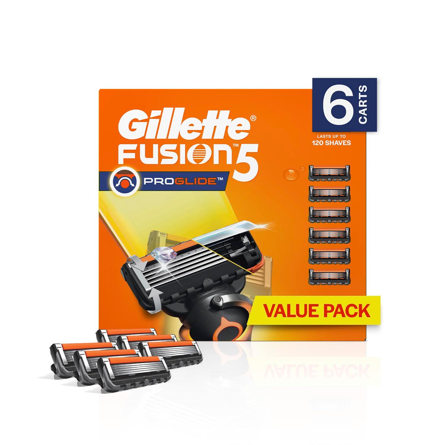 Gillette Fusion 5, Pro Shaving Blades For Men | 6 Cartridge, Value Pack | Fits Any Gillette Fusion Handle | 6 Cartridges Last Up-To 120 Shaves | Pro Blade | Enchanced Lubrastrip For Moisturization