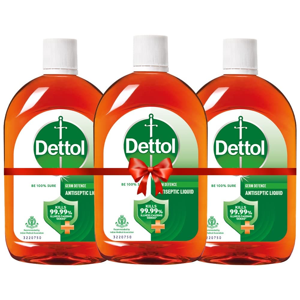 Dettol Antiseptic Disinfectant liquid for First aid, Surface Cleaning and Personal Hygiene, 550ml Each (Pack of 3)