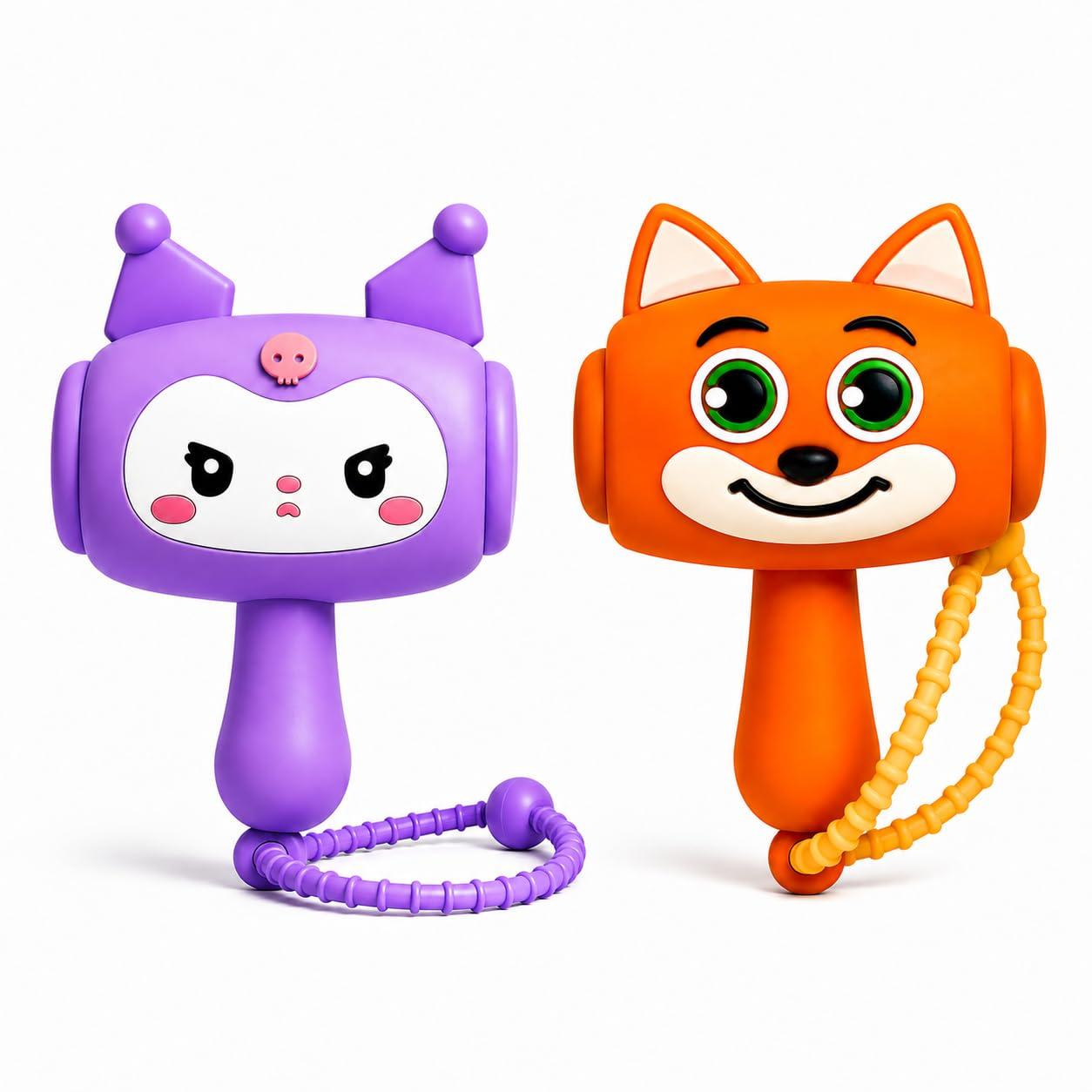 Babique ChuChu Toys Cute Cartoon Fox & Kawai Soft Plush Combo | Adorable Sensory Toy | Cuddly Handheld Toy for Babies, Toddlers & Kids | Travel-Friendly Gift | Pack of 2