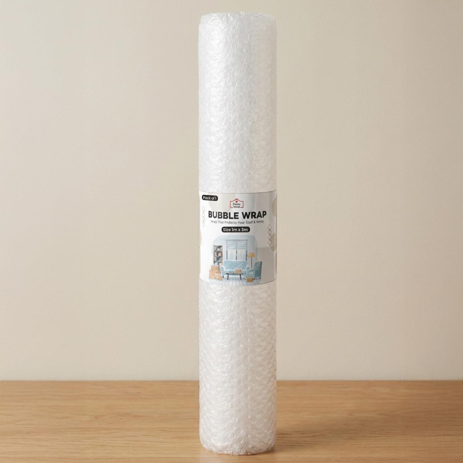 Trendy Home 60 GSM Bubble Wrap Roll, 1 Mtr Wide x 3 Mt Long, Pack of 1