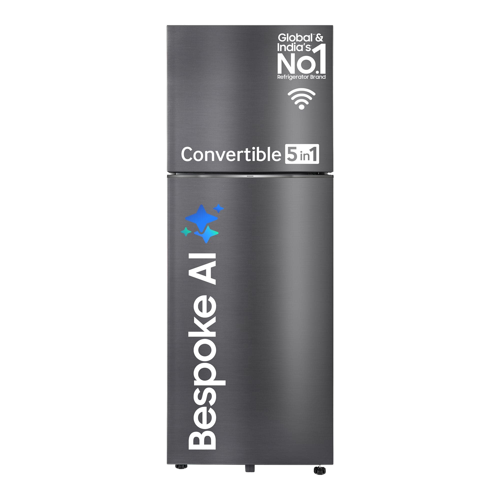 Samsung 419 L, 3 Star, Convertible 5-in-1, Digital Inverter, Frost Free Double Door, Bespoke AI WiFi Enabled Refrigerator (RT45DG6A4DB1HL, Black Matte/Black DOI)