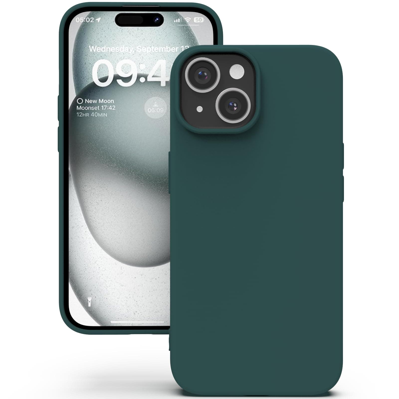 YATWIN Silicone Back Case for iPhone 15 Plus, Soft-Touch Phone Back Cover for Apple iPhone 15 Plus - Dark Green