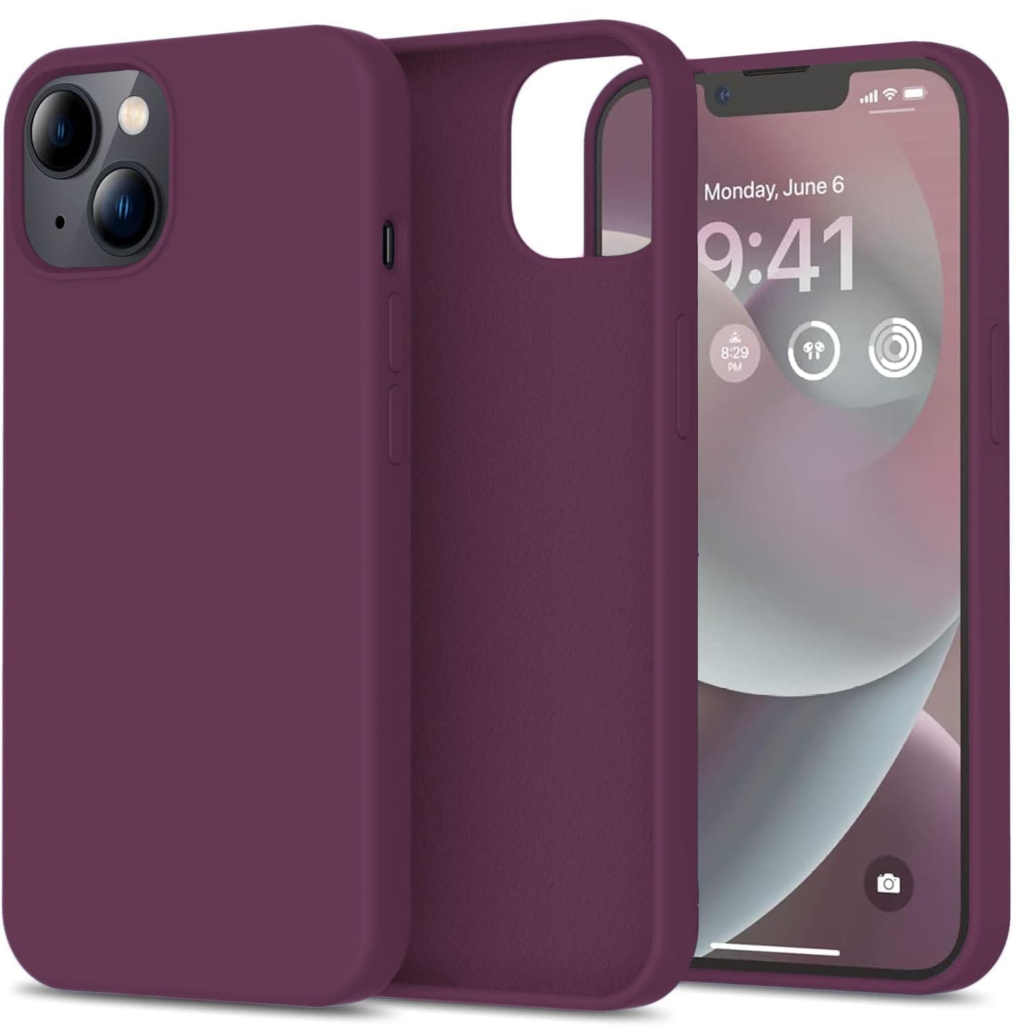 DIZORO® Silicone Back Case for iPhone 14 Plus, Soft-Touch Phone Microfiber Silicone Back Cover for iPhone 14 Plus-Wine