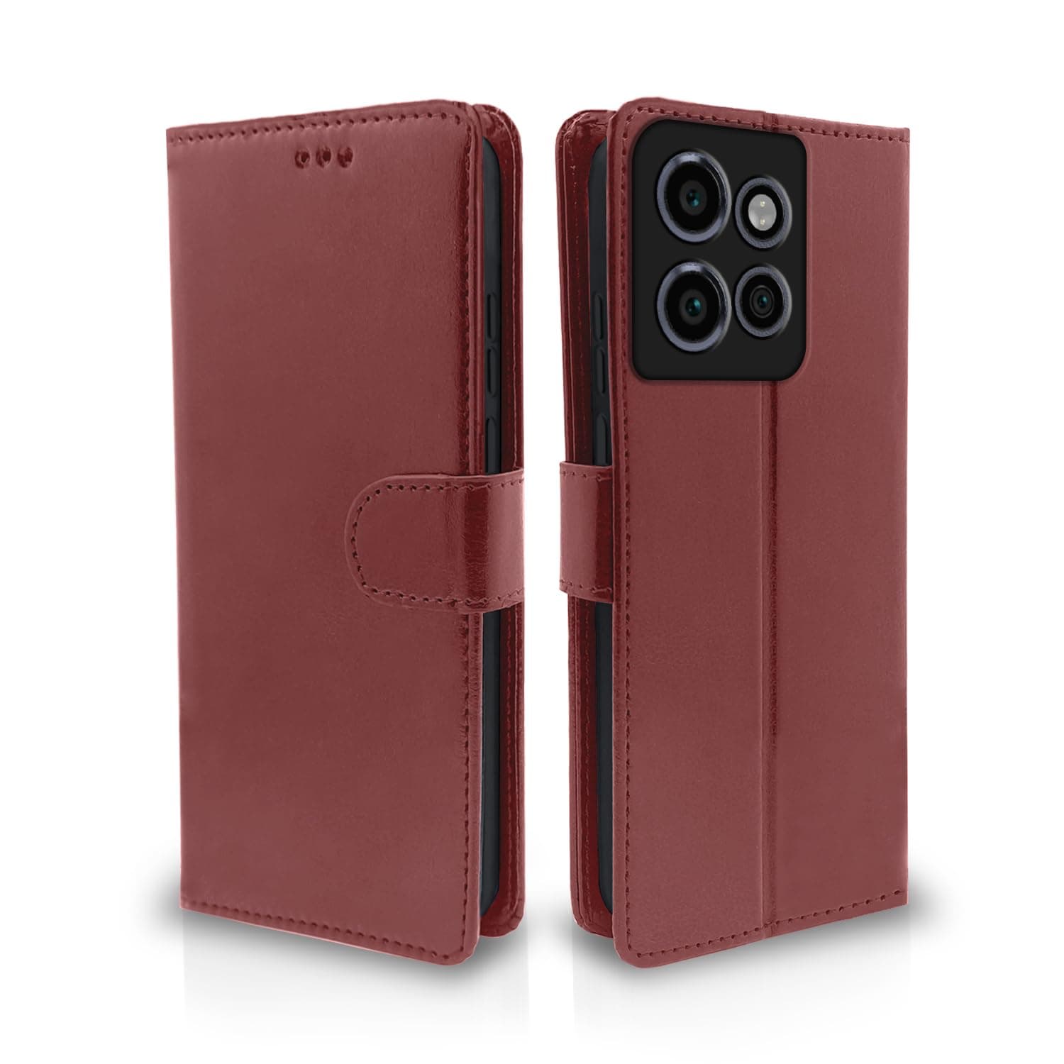 Pikkme Flip Cover for Moto Edge 50 Neo 5G | Leather Finish | Shockproof with Card Pockets & Wallet Stand | Ultimate Protection Case (Brown)