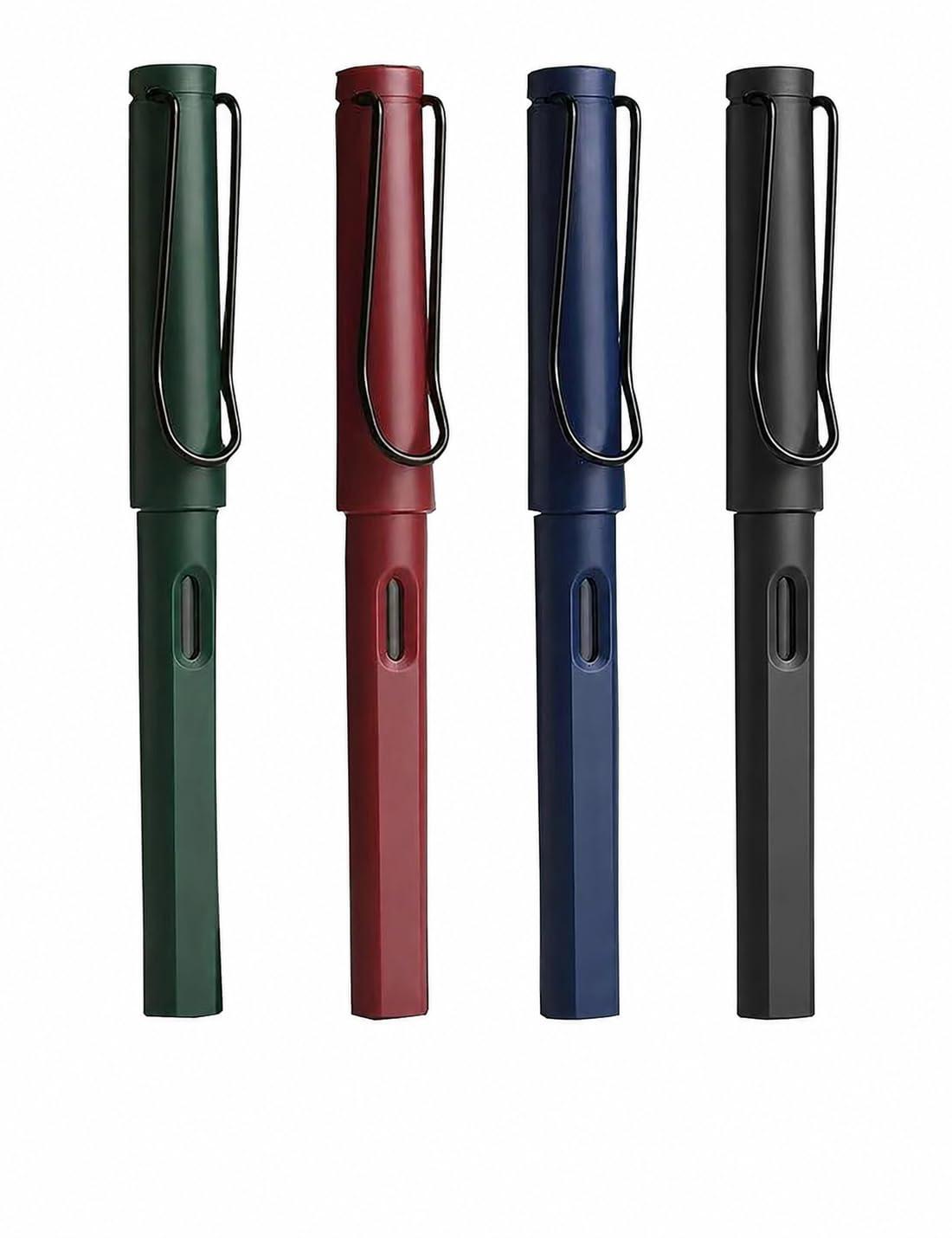 Tinkpin Premium Matte Finish Fountain Pen with 0.5mm Chromium-Plated Steel Nib | Smooth Writing Pen with Black Ink Refill & Converter | Pocket-Friendly, Lightweight Pen (Pack of 2)