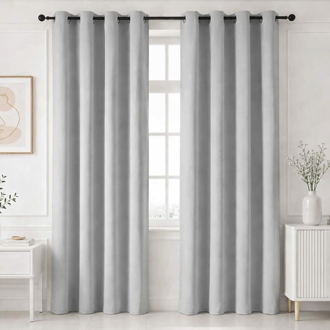 HOMEMONDE Premium Blackout Curtains 10 Feet Long Set of 6 - Light Blocking Long Door Curtain, True Room Darkening and Thermal Insulation Drapes with Eyelets - (120L x 46W Inch, Greyish White)
