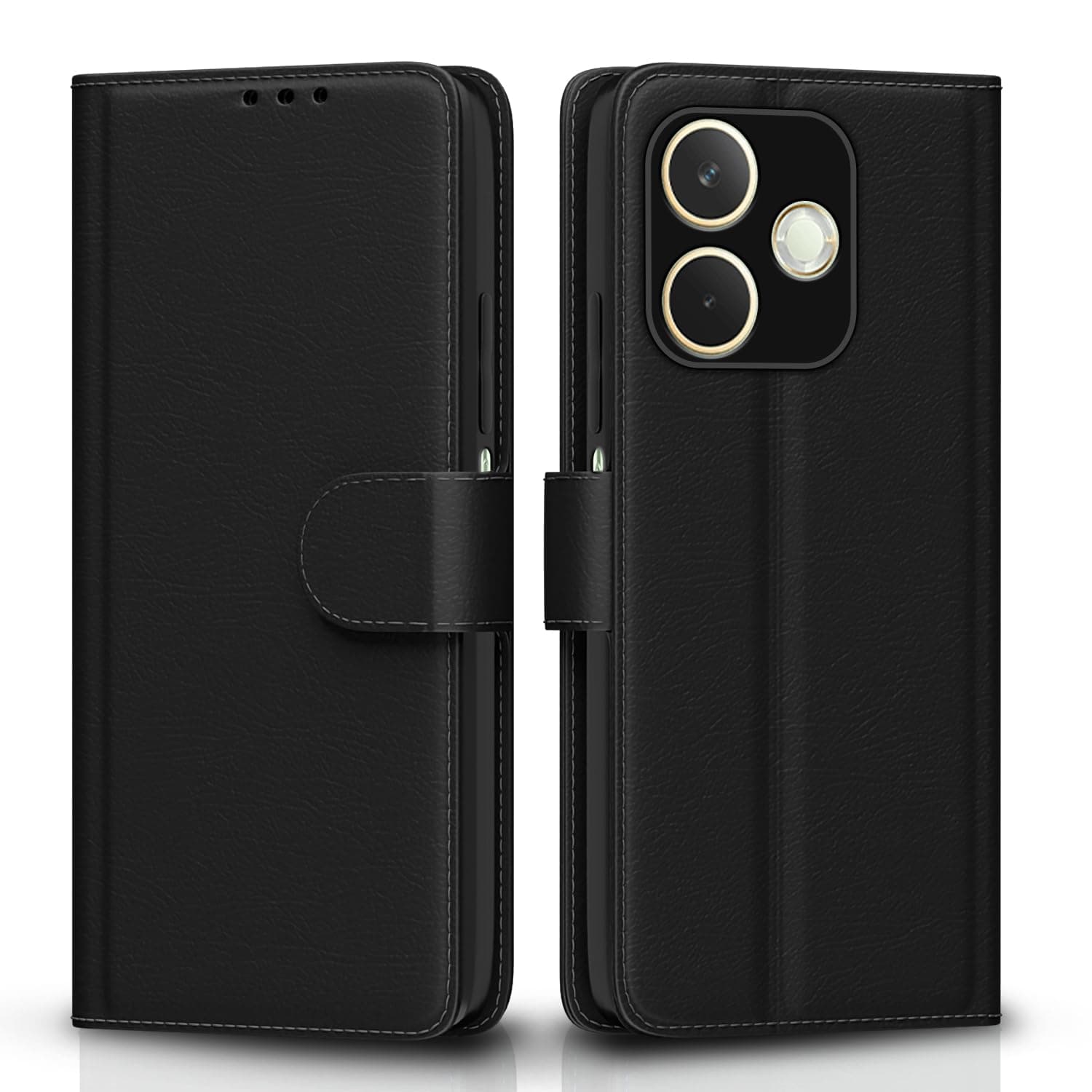 Pikkme Flip Cover for Oppo A5 Pro 5G | Leather Finish | Shockproof with Card Pockets & Wallet Stand | Ultimate Protection Case (Black)