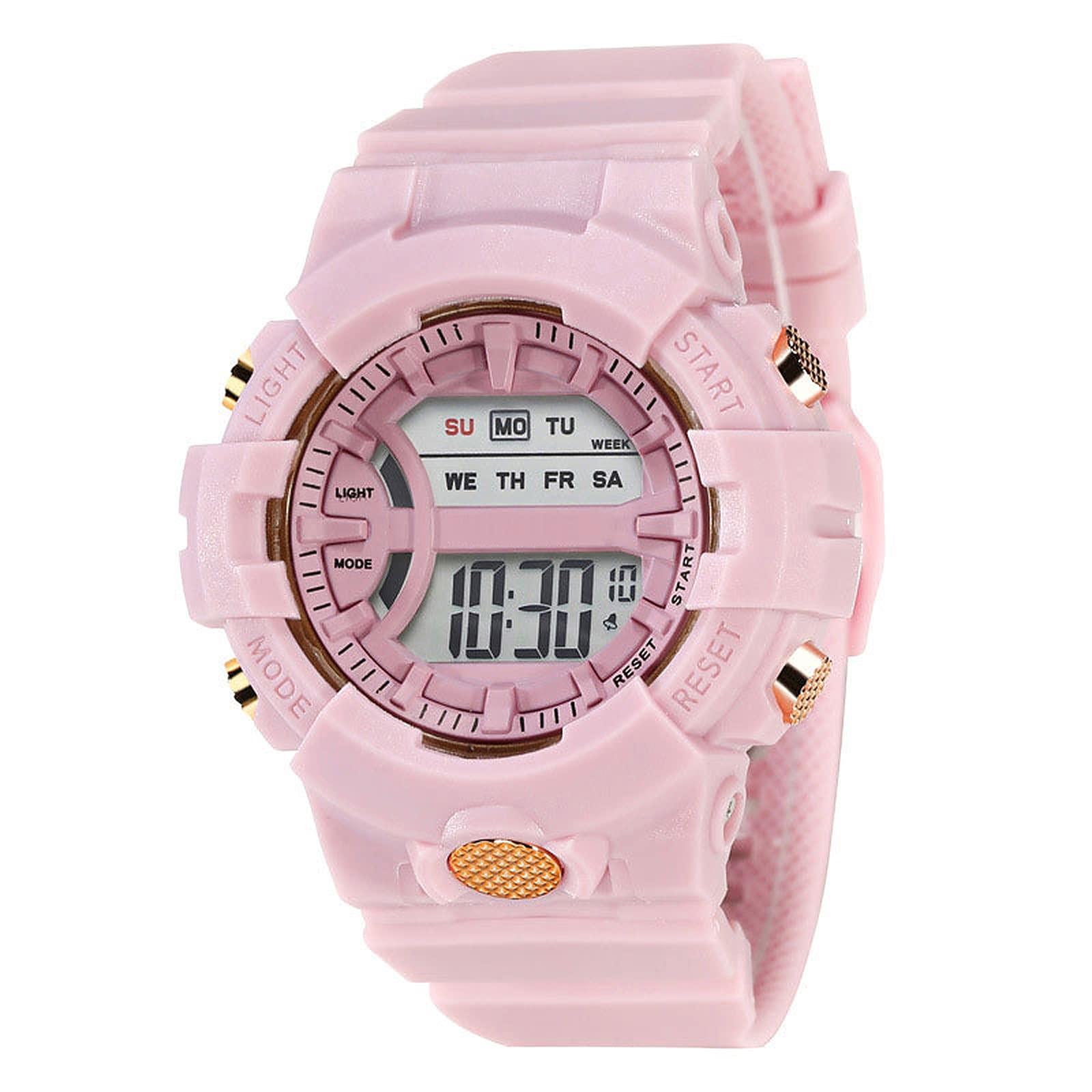 Shocknshop Digital Rubber Children Multi Functional Pink Watch for Kids Boys and Girls -325PI (Pink)