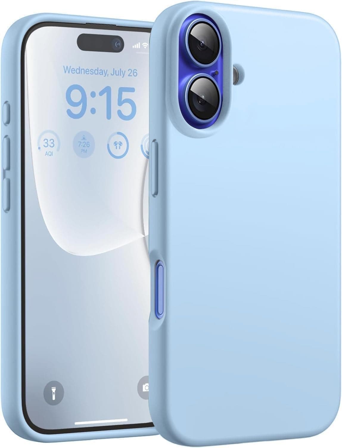 DIZORO Compatible for iPhone 16 Plus Case Slim Liquid Silicone 3 Layers Full Covered Soft Gel Rubber Phone Case Protective Cover 6.7 Inch - Ice Blue Visit the Store